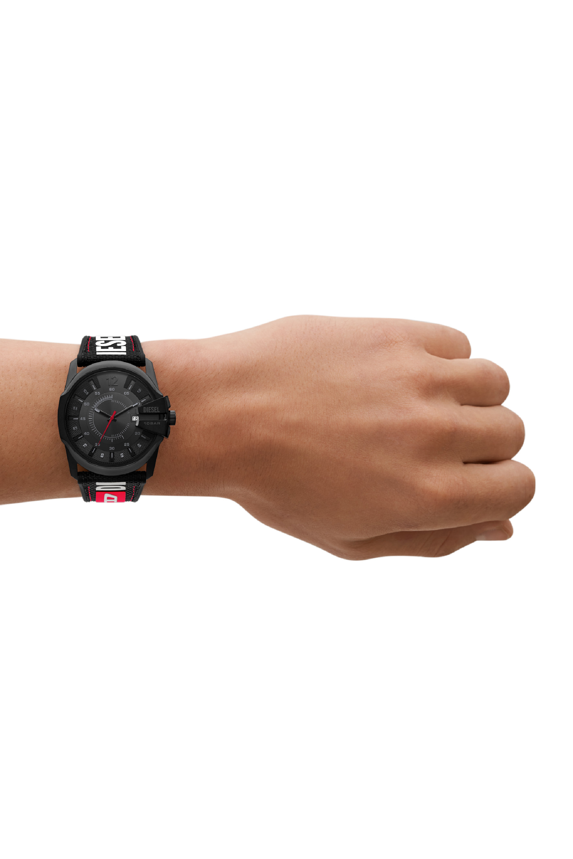 Diesel - DZ2160, Man's Master Chief Date leather, nylon and silicone watch in Black - 4