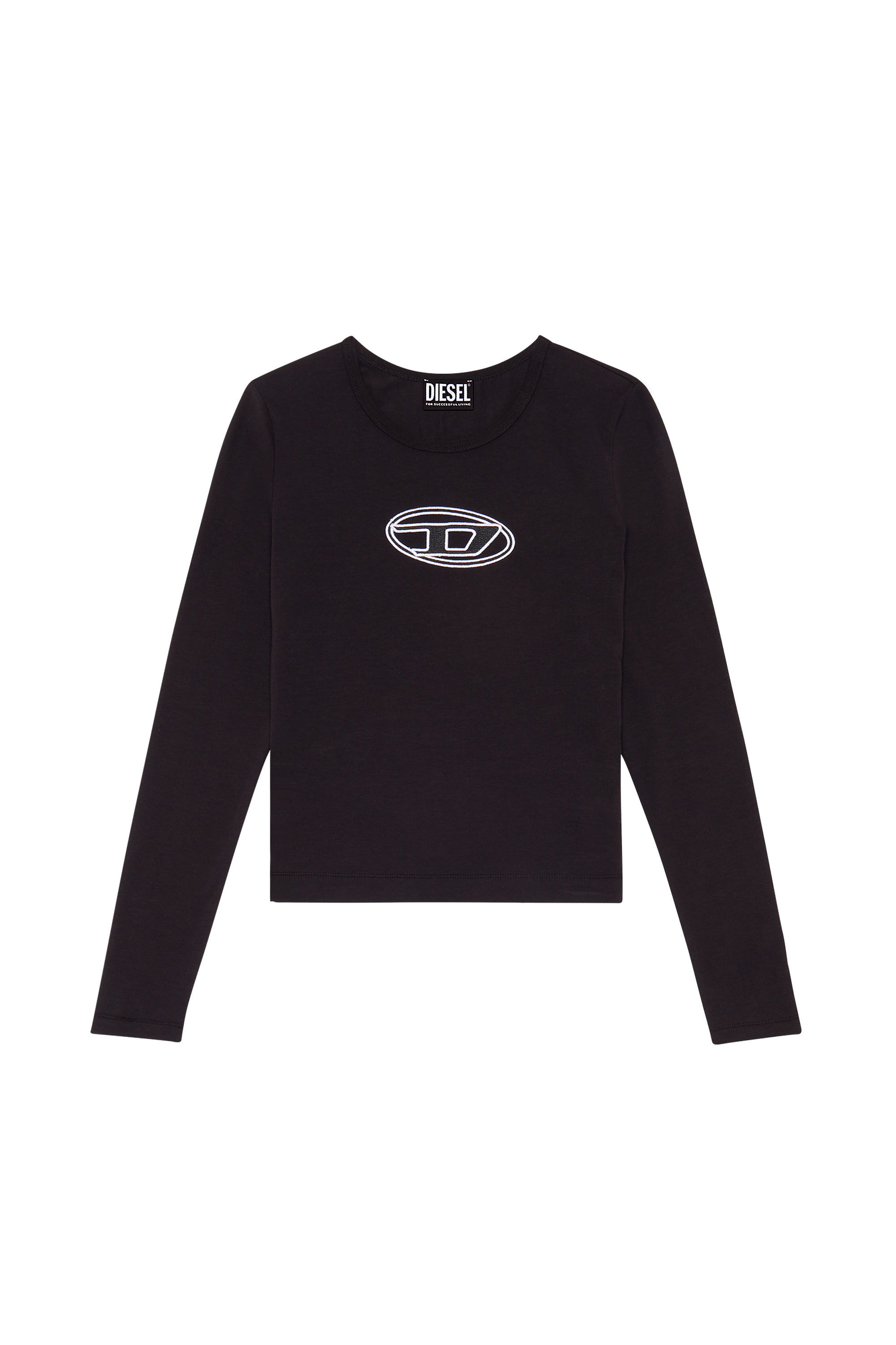 Diesel - T-ANGIE-LS, Woman's Long-sleeve T-shirt with cut-out logo in Black - 3