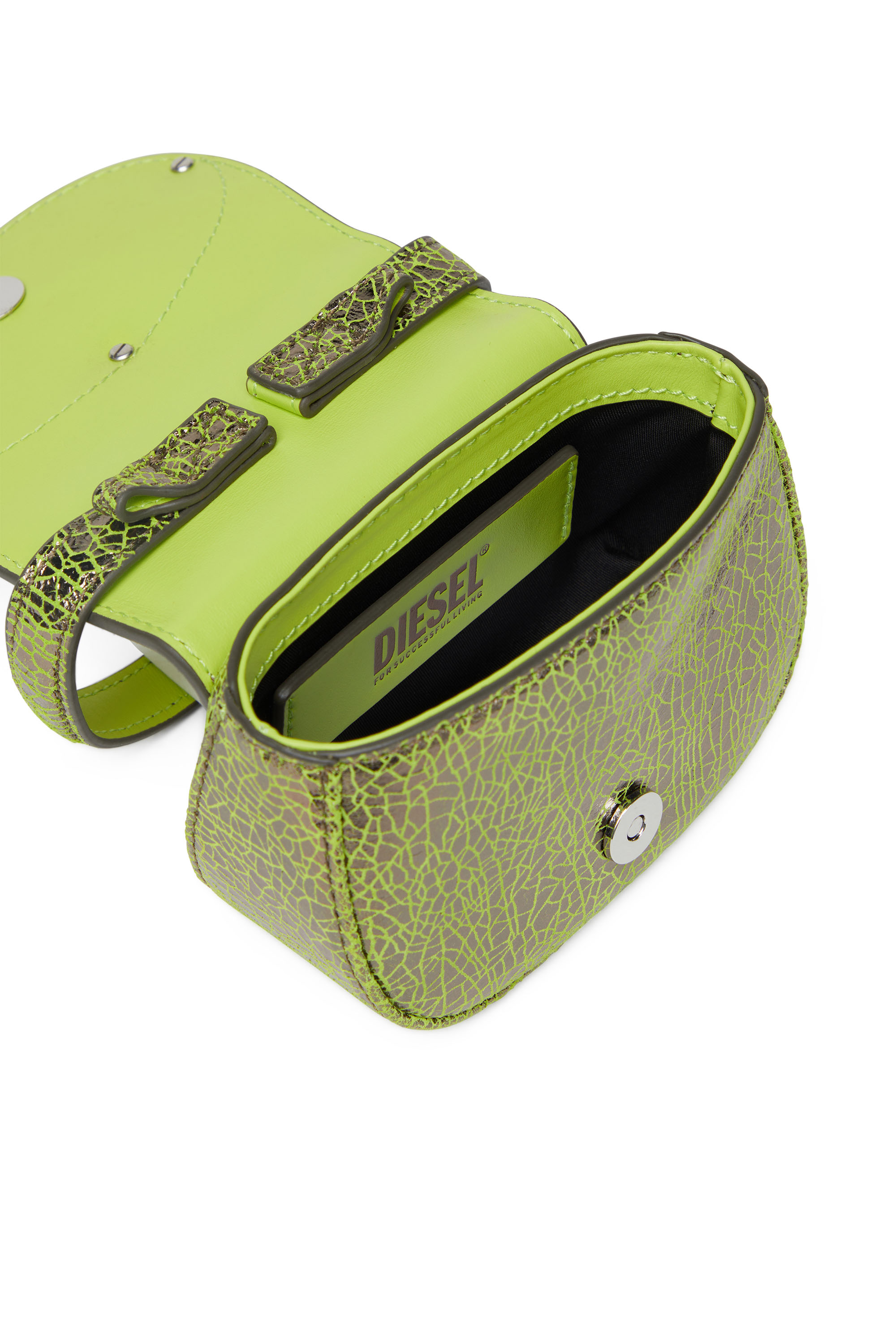 Diesel - 1DR XS, Woman's 1DR XS - Iconic mini bag in cracked leather in Green - 4