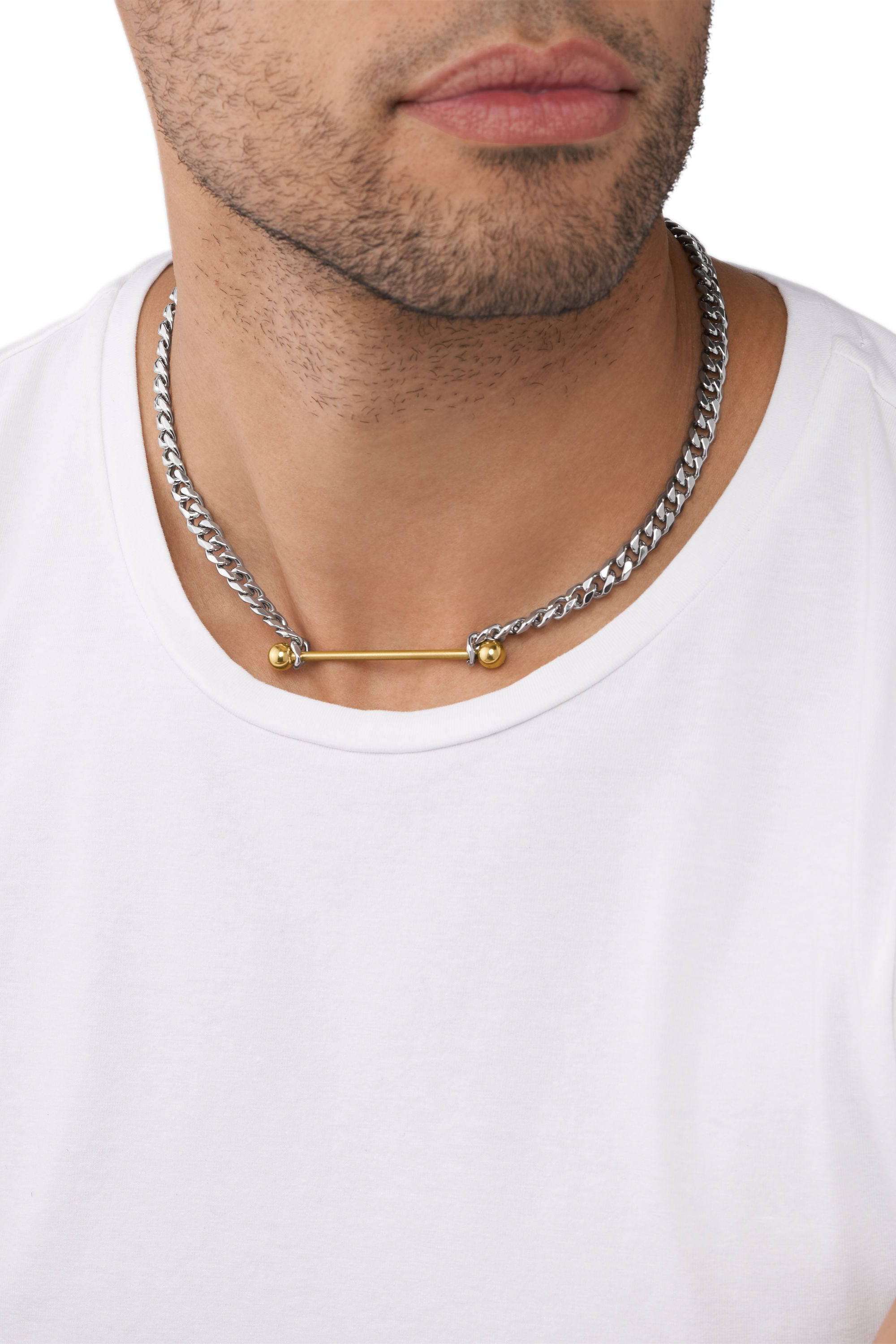 Diesel - DX1409, Unisex's Two-Tone Stainless Steel Chain Necklace in Silver - 4