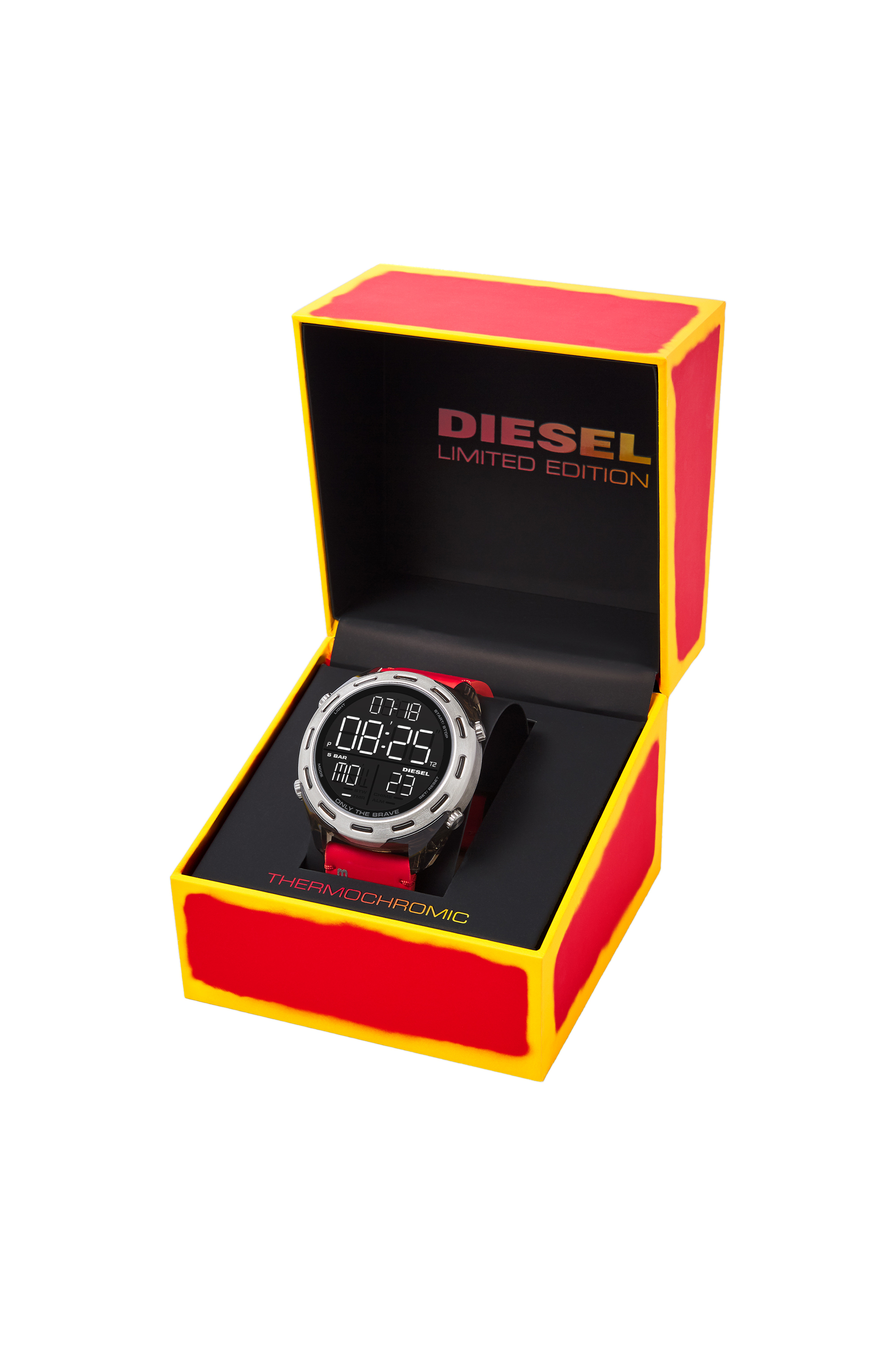 Diesel - DZ1937, Man's Limited-edition Crusher digital orange thermochromic watch in Red - 4
