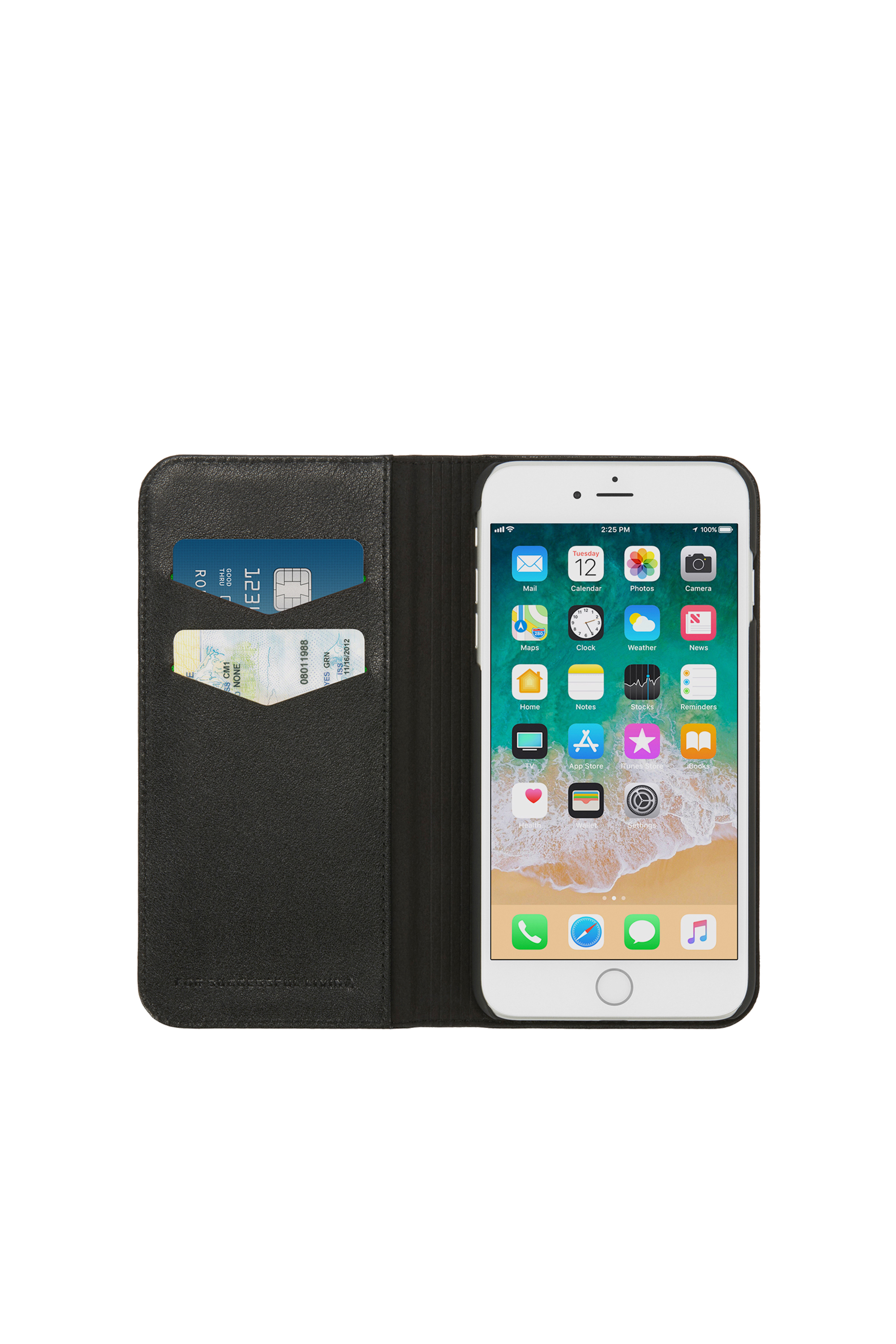 Diesel - SLIM LEATHER FOLIO IPHONE 8/7, Unisex's Slim leather folio with logo,  iPhone 8/7 in Black - 4