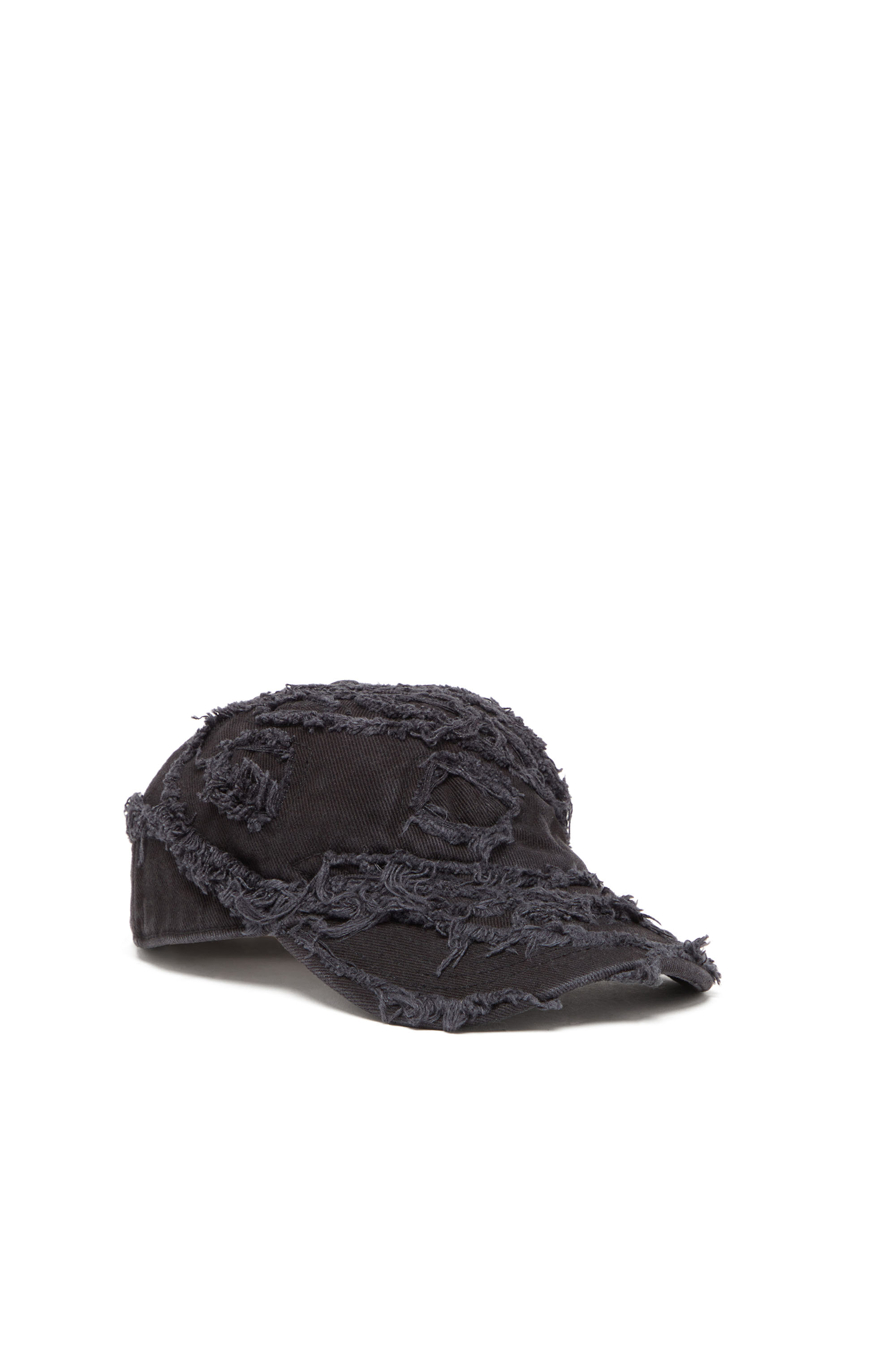Diesel - C-OBIS, Man's Baseball cap with frayed oval D logo in Black - 1
