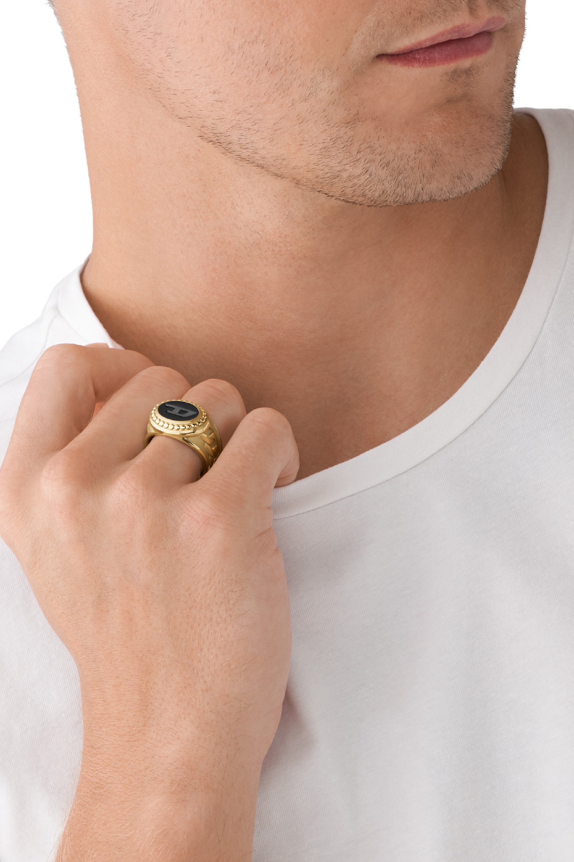 Diesel - DX1384, Man's Gold stainless steel signet ring in Gold - 3