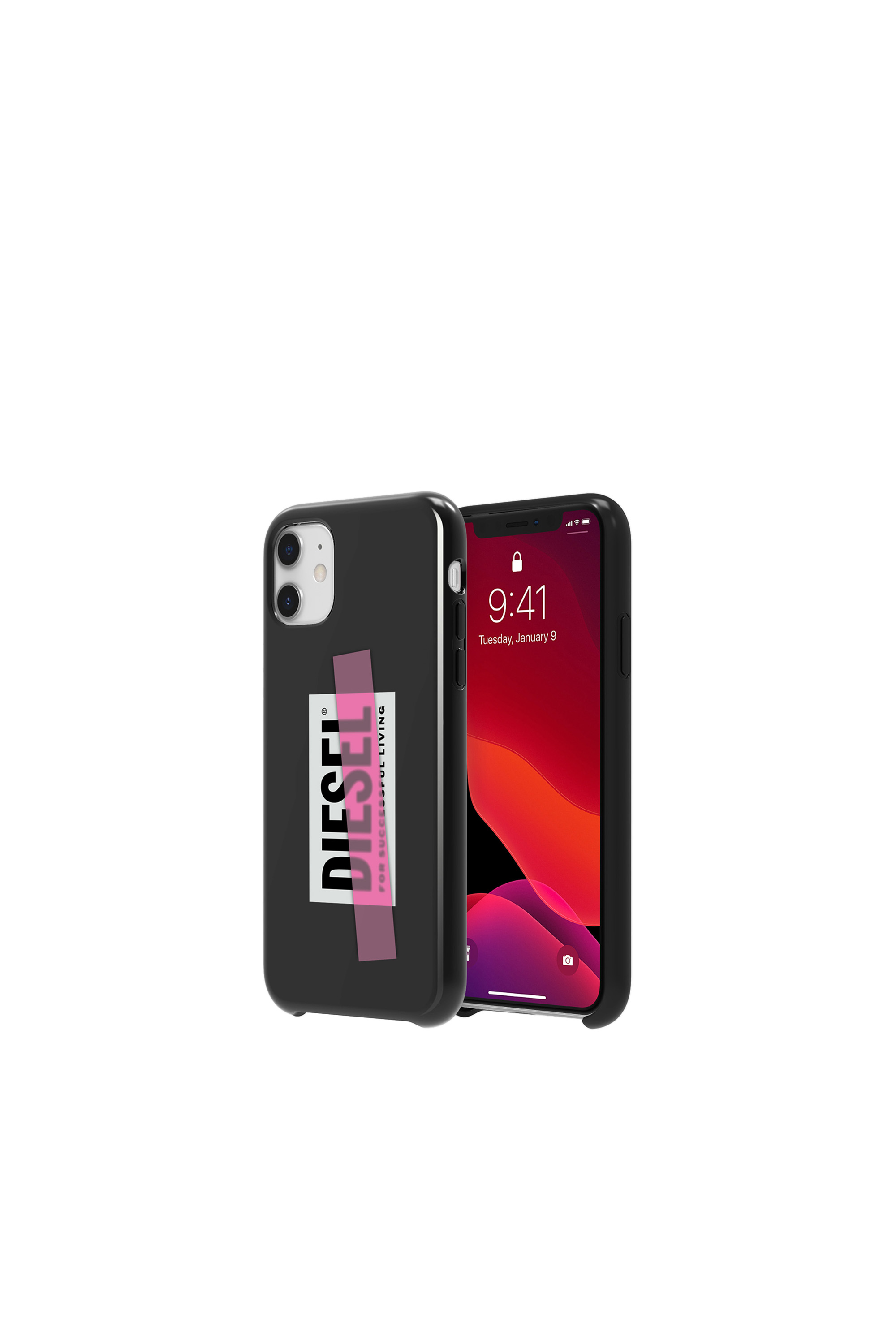 Diesel - DIPH-032-BLKPT, Unisex's Printed co-mold case for iPhone 11 in Black/Pink - 1