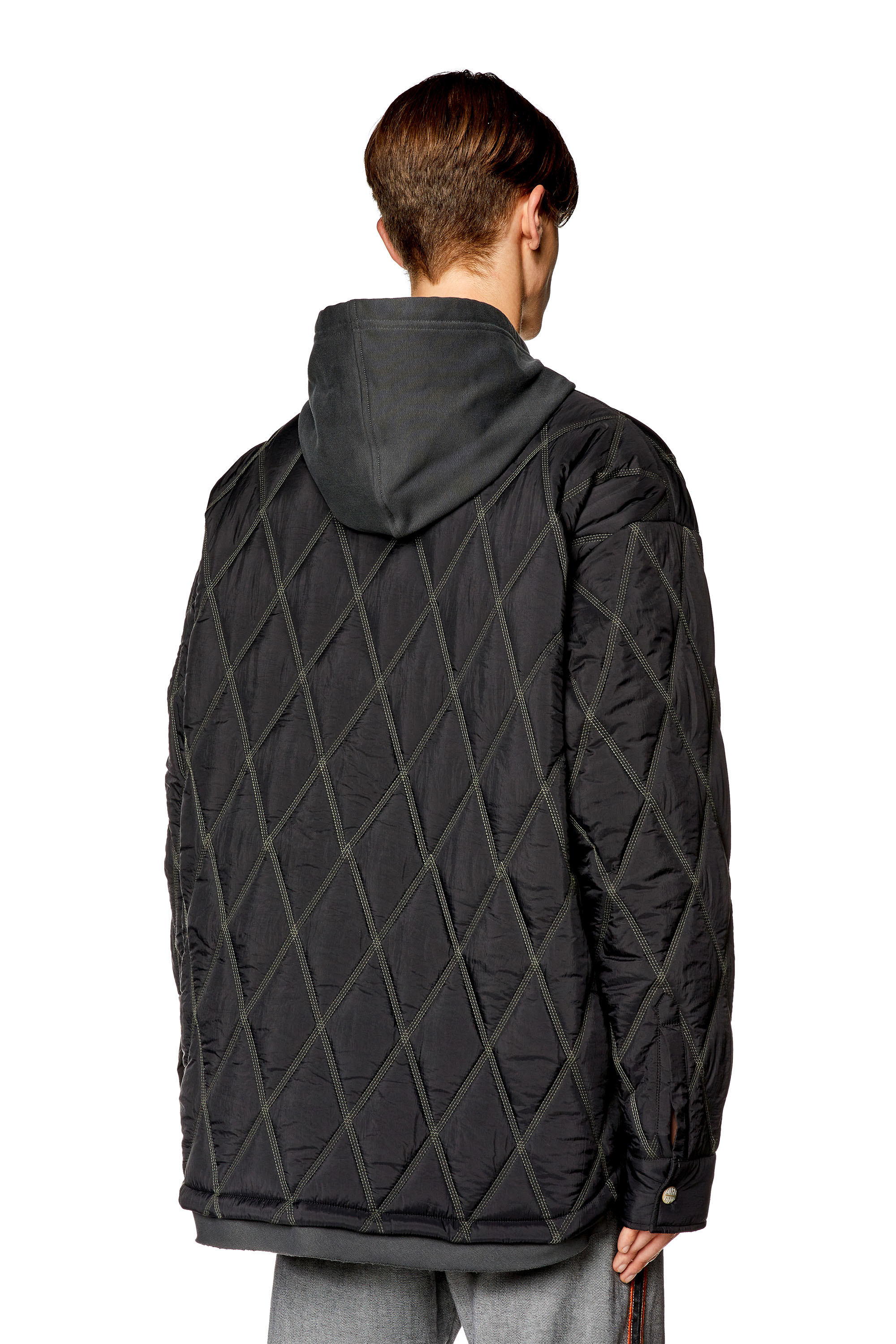 Diesel - J-ROMEO, Man's Quilted jacket in quilted nylon in Black - 4
