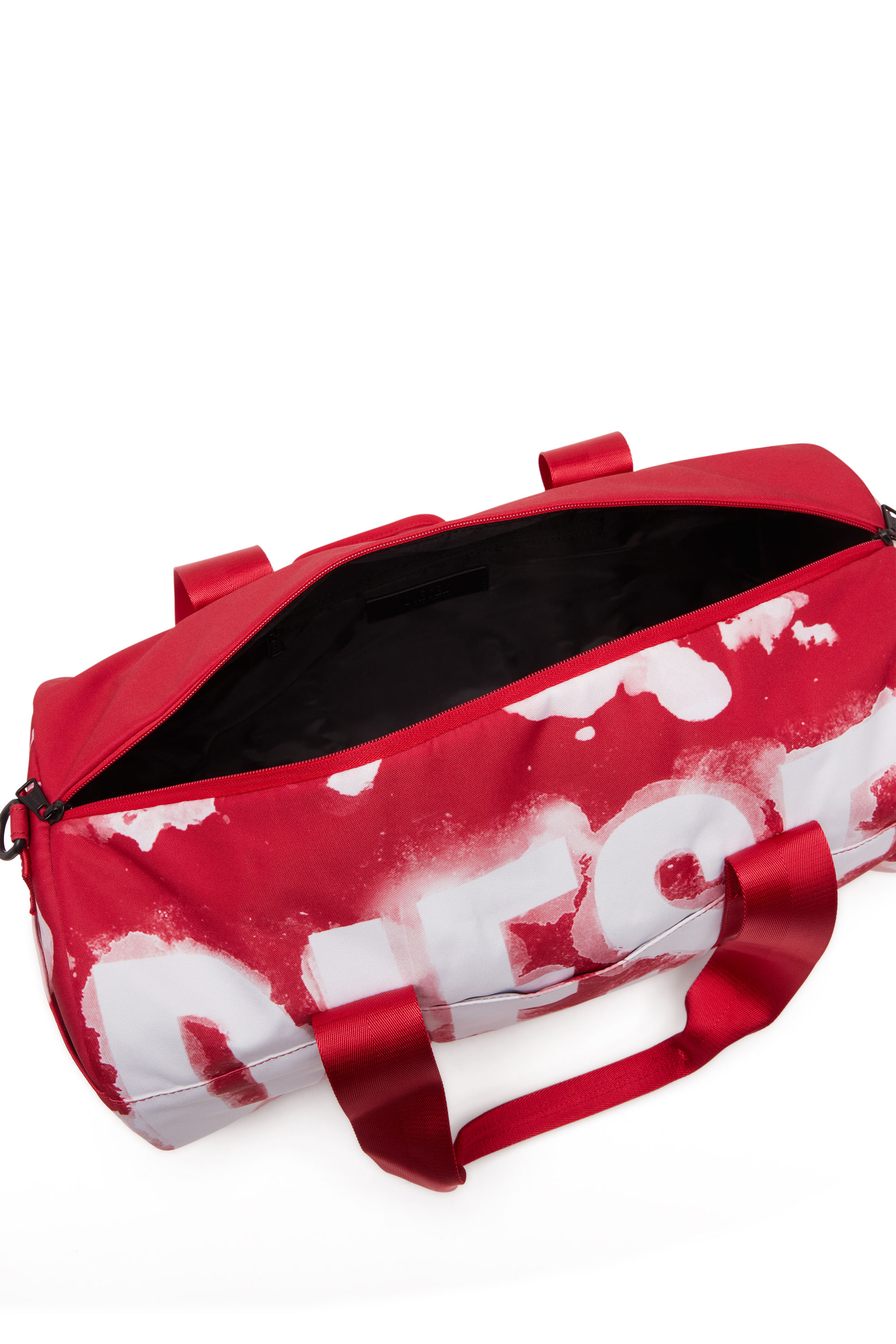 Diesel - RAVE DUFFLE X, Man's Rave Duffle X - Duffle bag in logo-printed fabric in Red - 4
