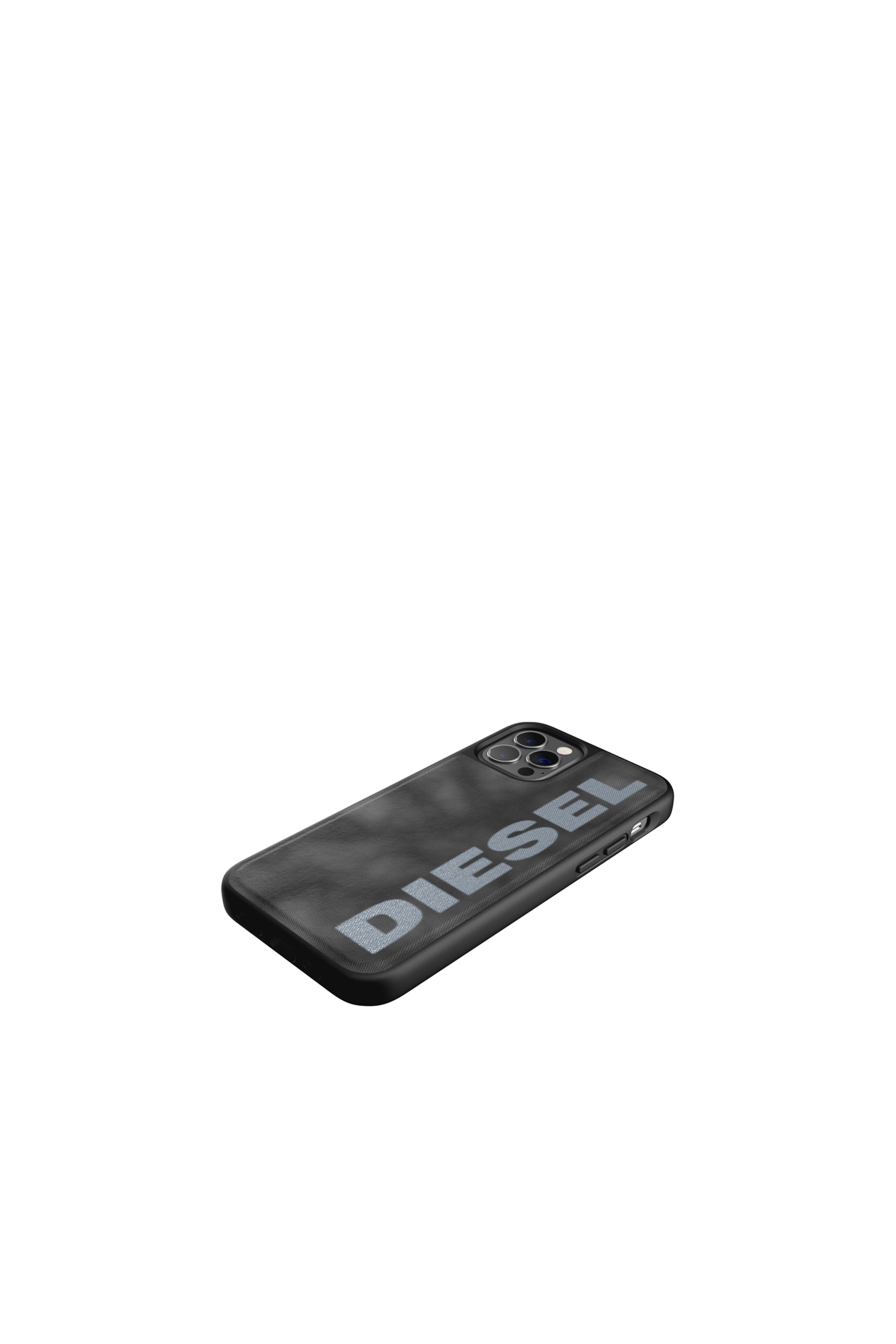 Diesel - 44297   STANDARD CASES, Unisex's Moulded case bleached denim for iPhone 12 / 12 Pro in Black/Grey - 4