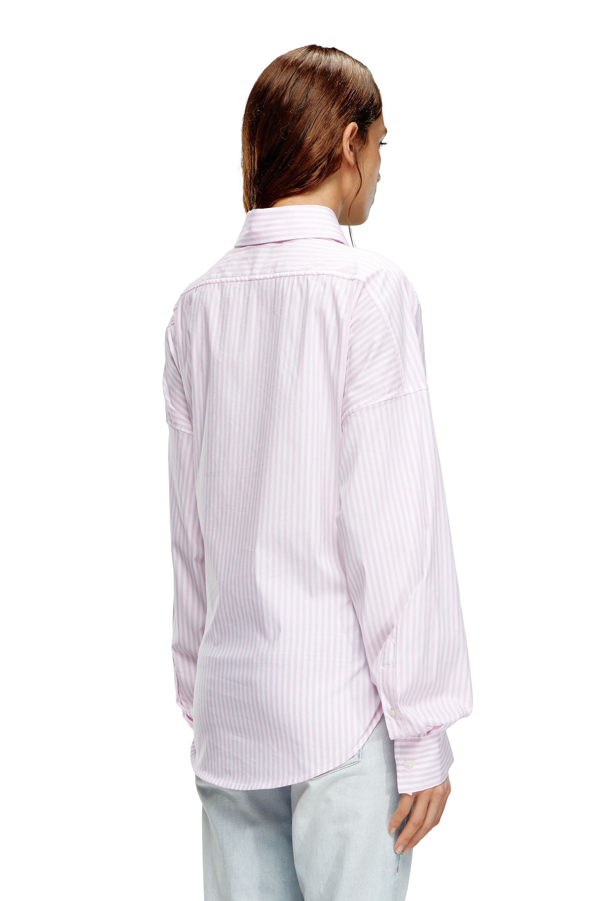 Diesel - C-SIZ-N2, Woman's Striped wrap shirt with embossed logo in Face Powder - 4
