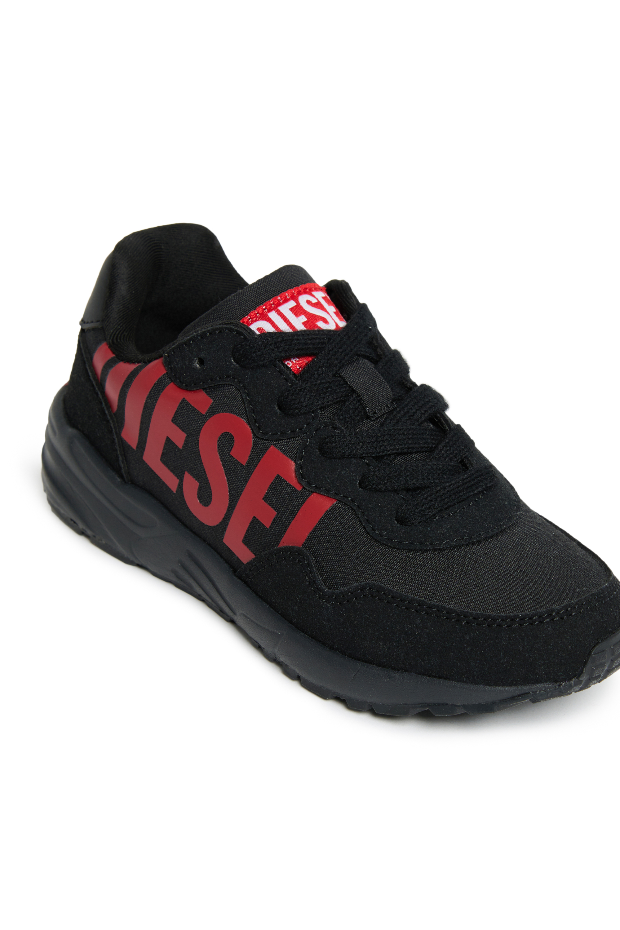 Diesel - S-STAR LIGHT LC, Unisex's Nylon sneakers with shiny Diesel print in Black/Red - 4