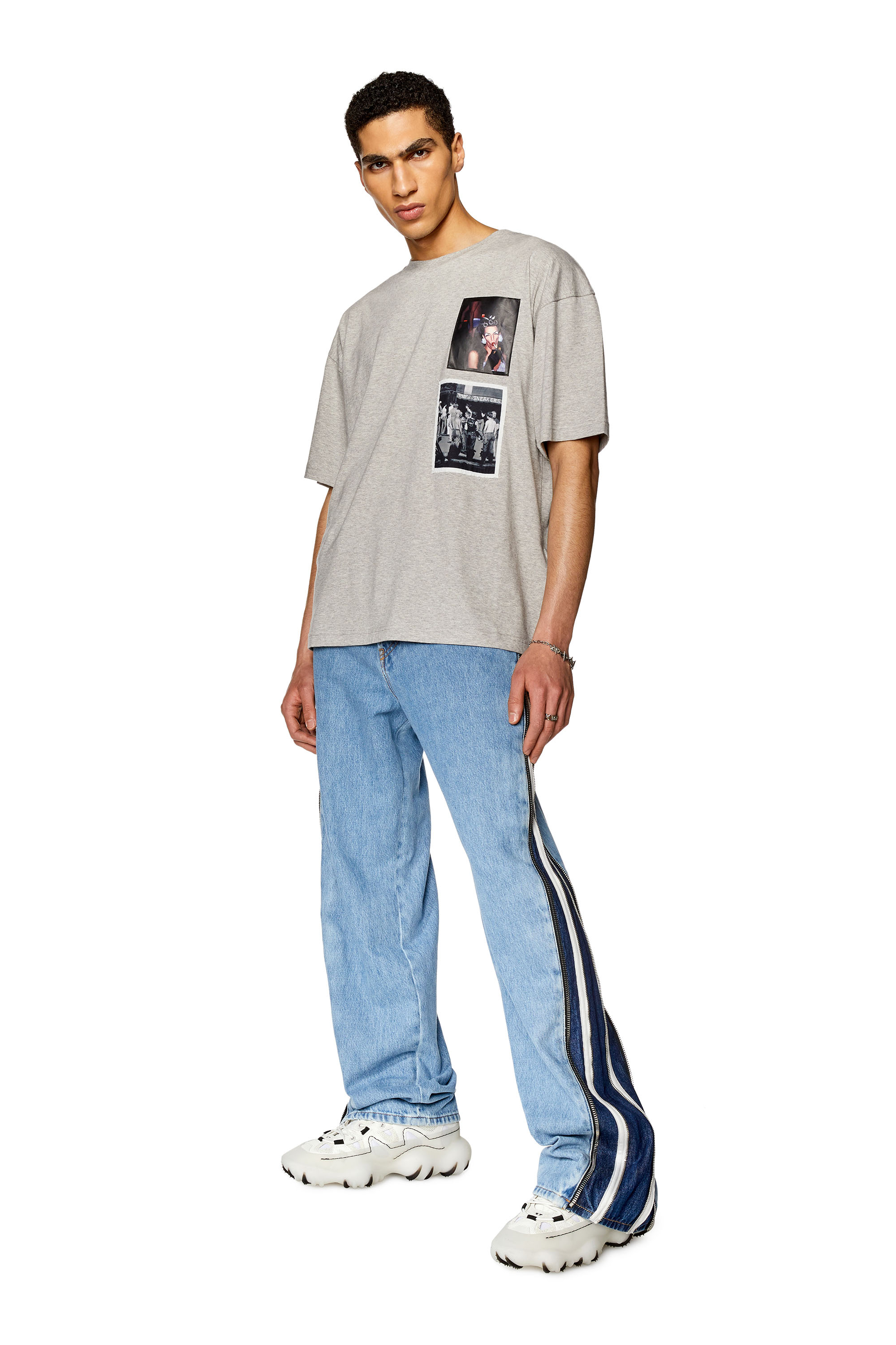 Diesel - PR-T-NLABEL-23, Unisex's Boxy T-shirt with multiple patches in Light Grey - 2