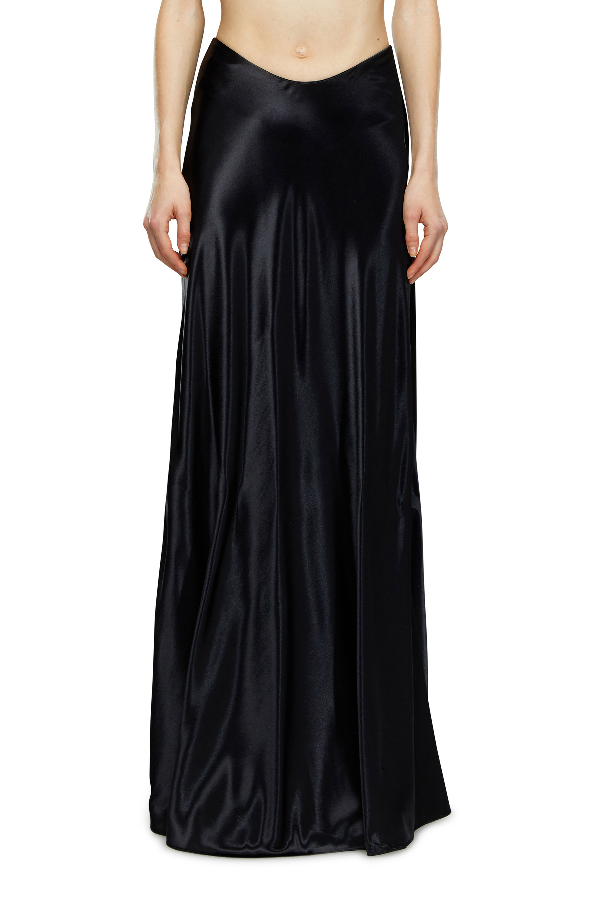 Diesel - O-SYREN, Woman's Long satin skirt in Black - 1