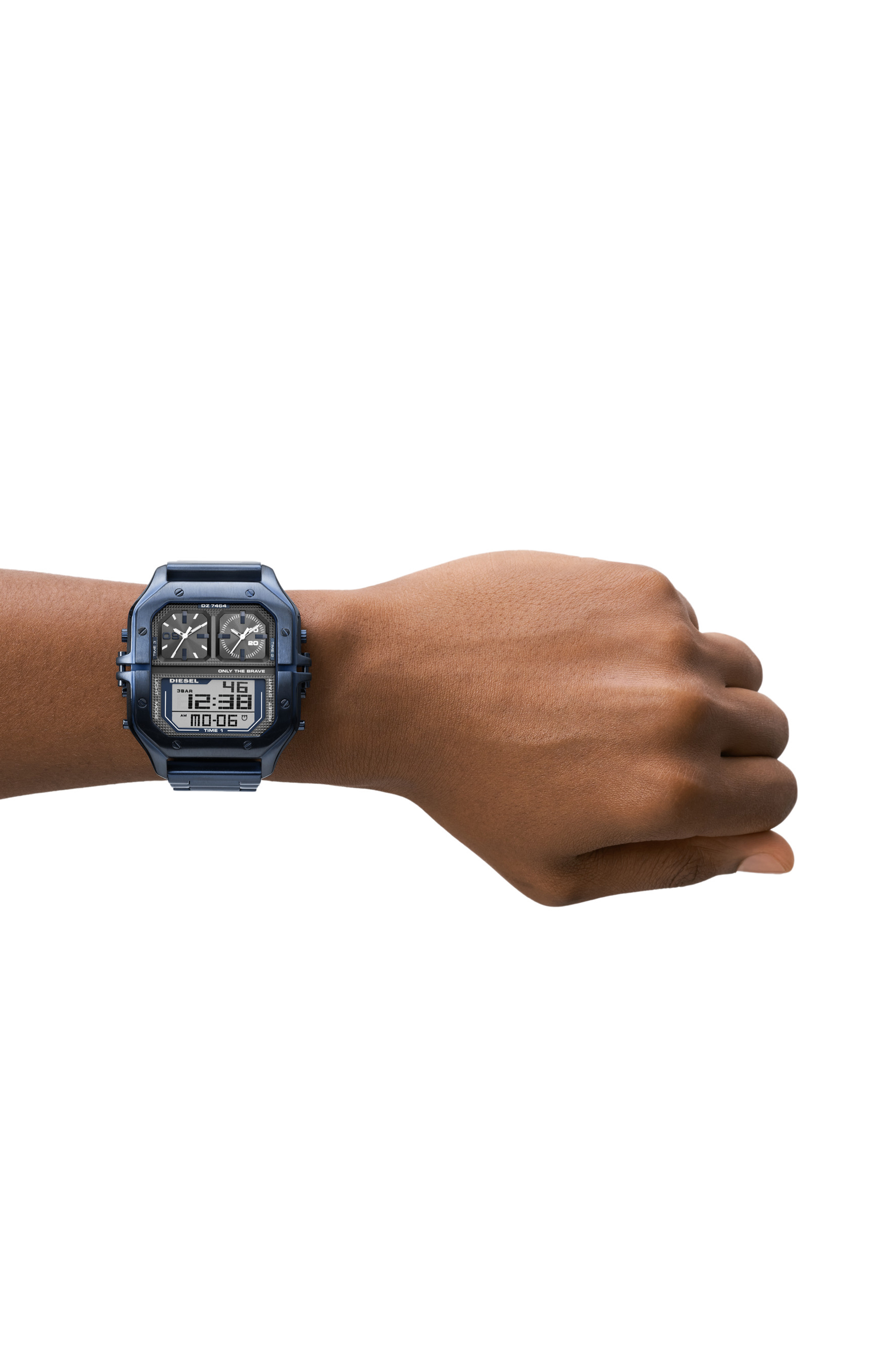 Diesel - DZ7464, Man's Clasher digital blue-tone stainless steel watch in Blue - 4