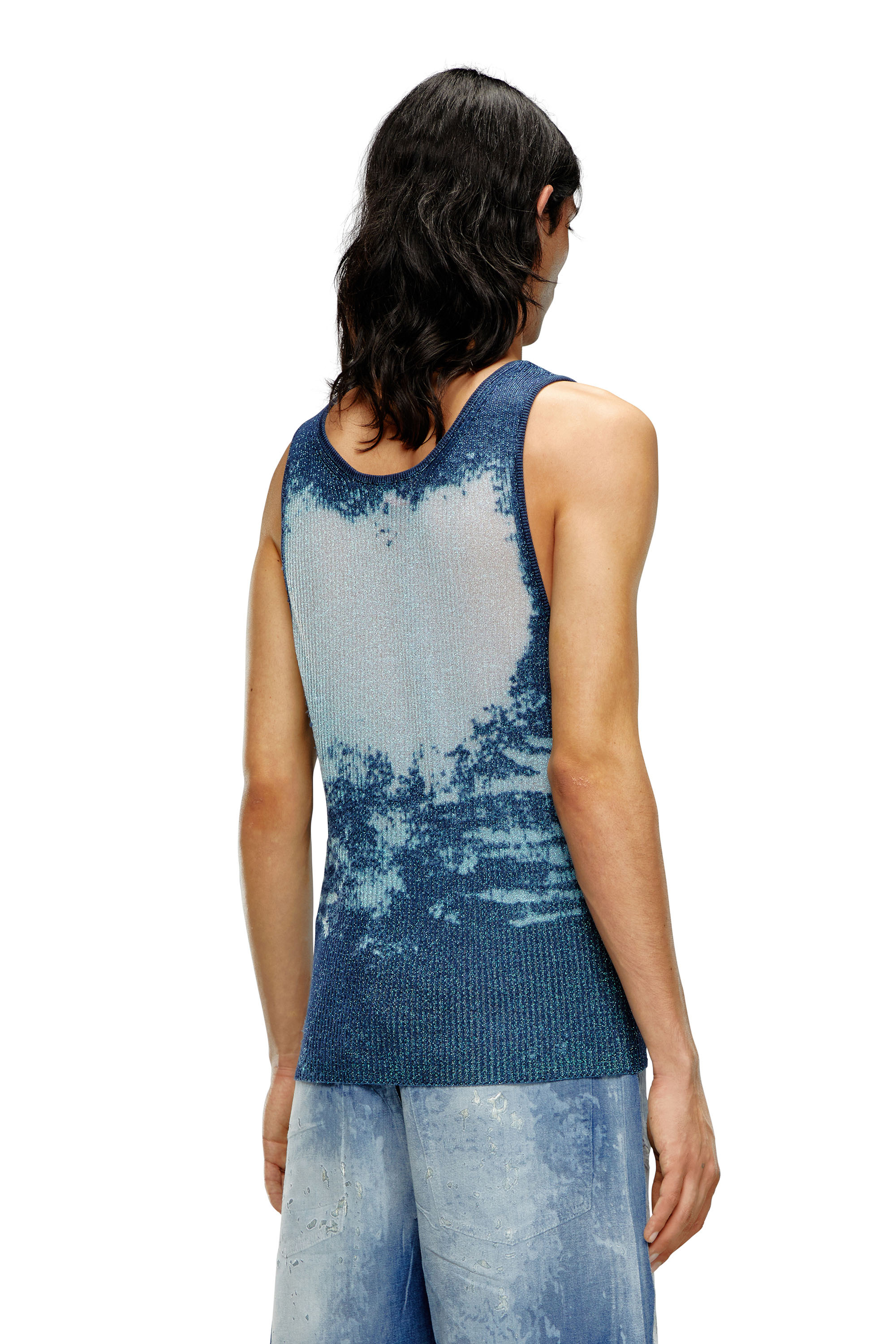 Diesel - K-BOSSINO, Man's Tank top in devoré metallic knit in Blue - 4