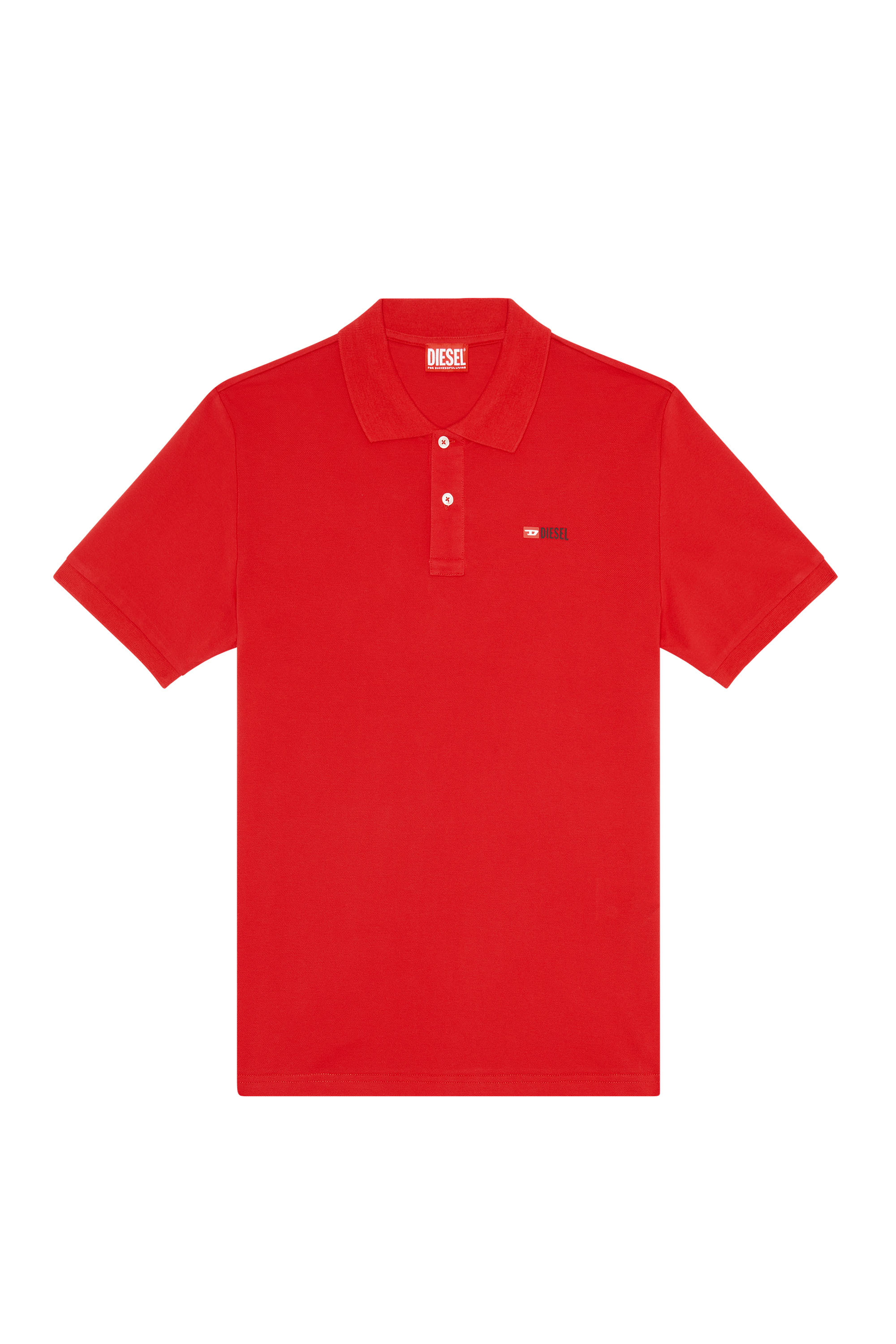 Diesel - T-SMITH-DIV, Man's Polo shirt with high-density logo print in Cherry Red - 3