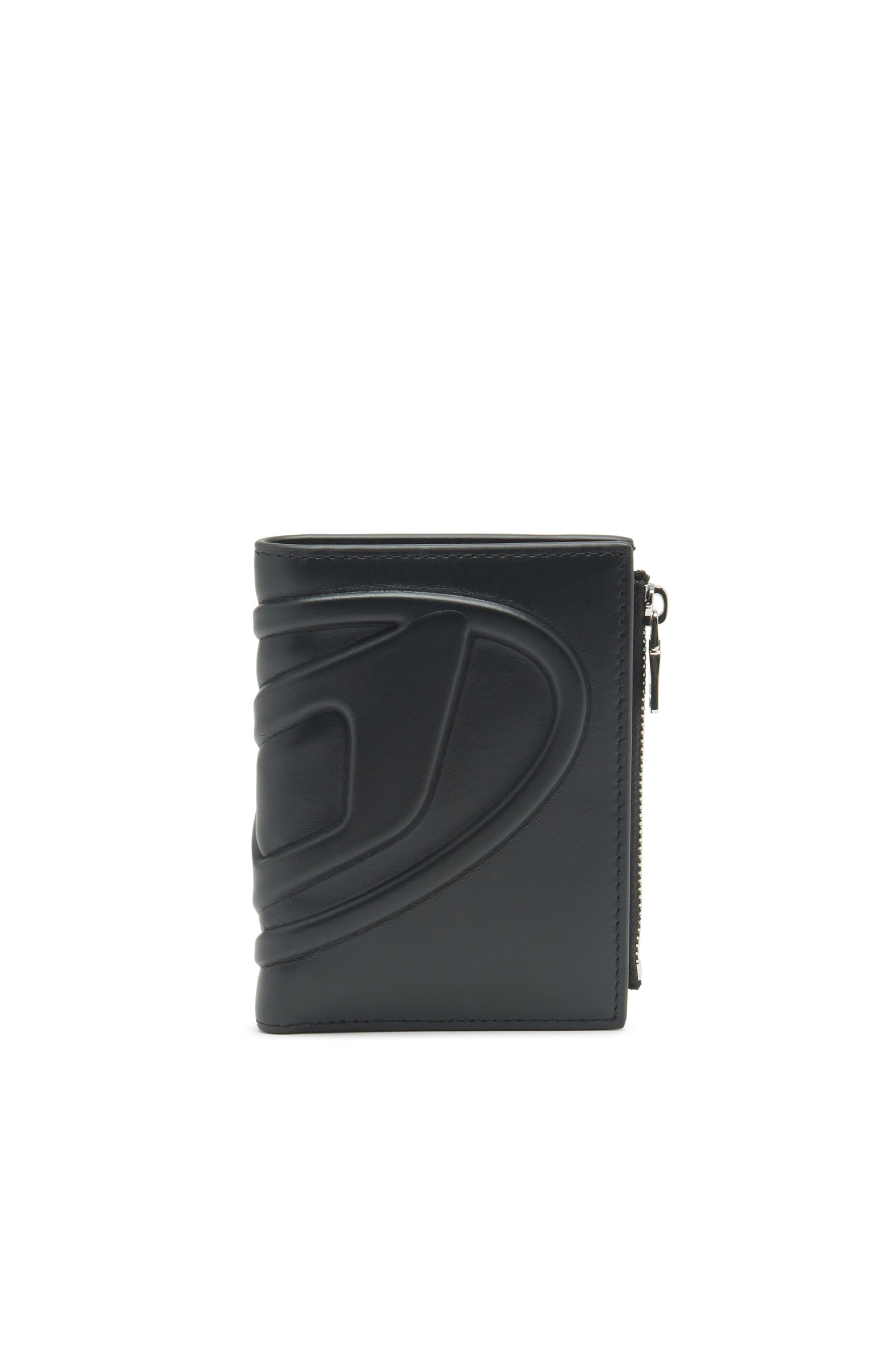 Diesel - BI-FOLD ZIP, Unisex's Small leather wallet with embossed logo in Black - 1