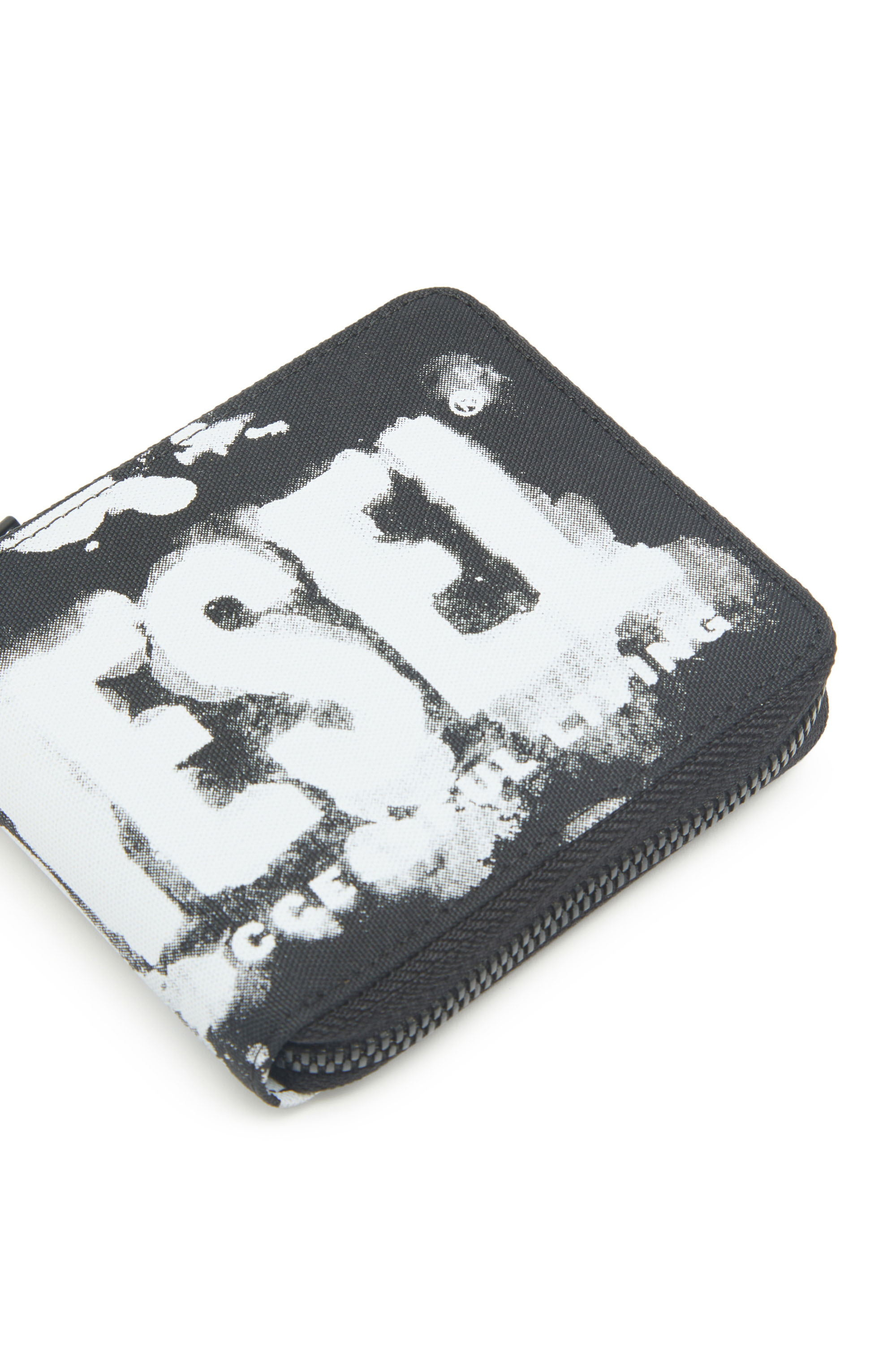 Diesel - RAVE BI-FOLD COIN ZIP XS, Unisex's Zip wallet in logo-print fabric in Black - 4