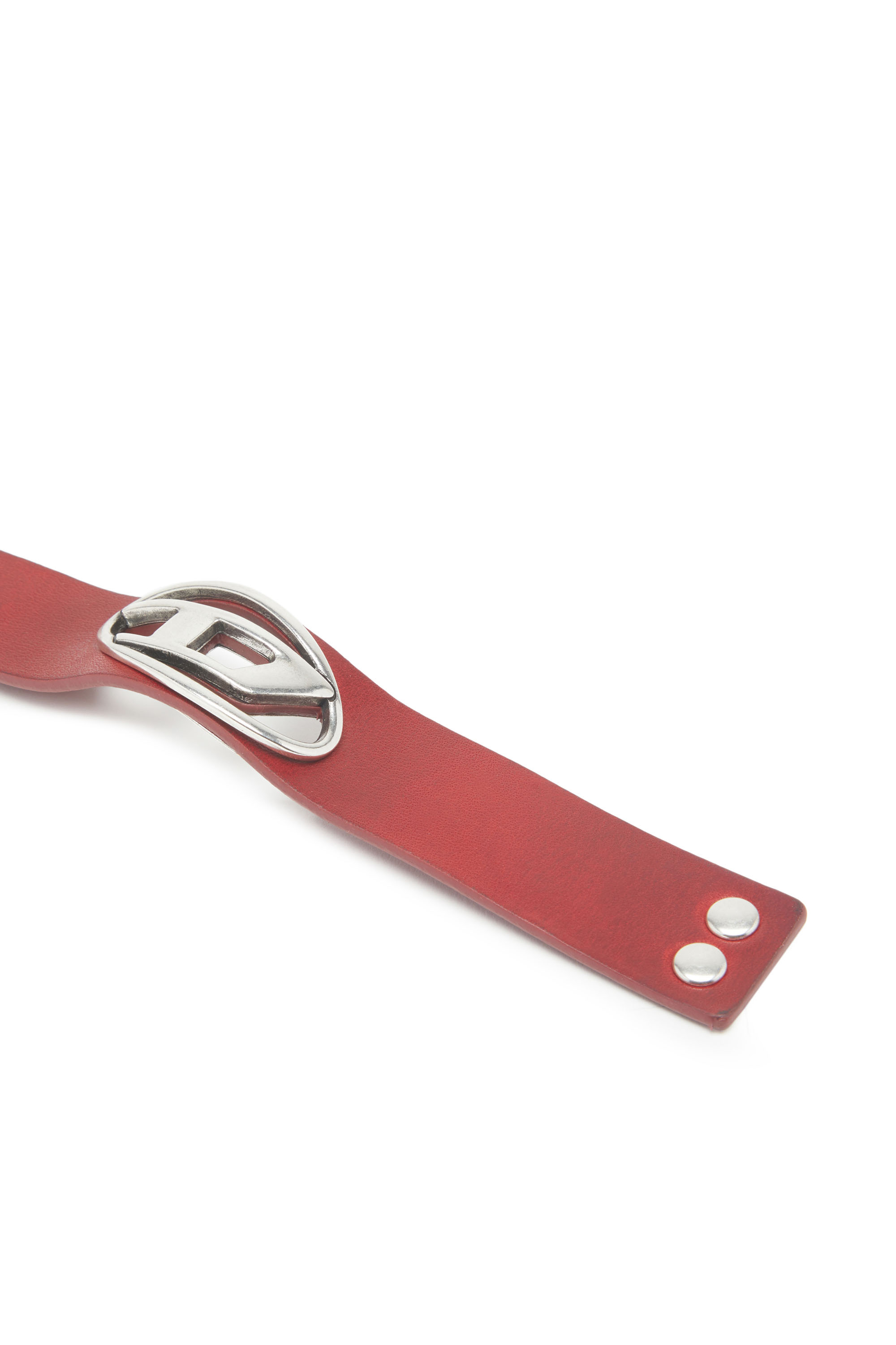 Diesel - A-BALONE, Man's Cuff bracelet with D plaque in Red - 2