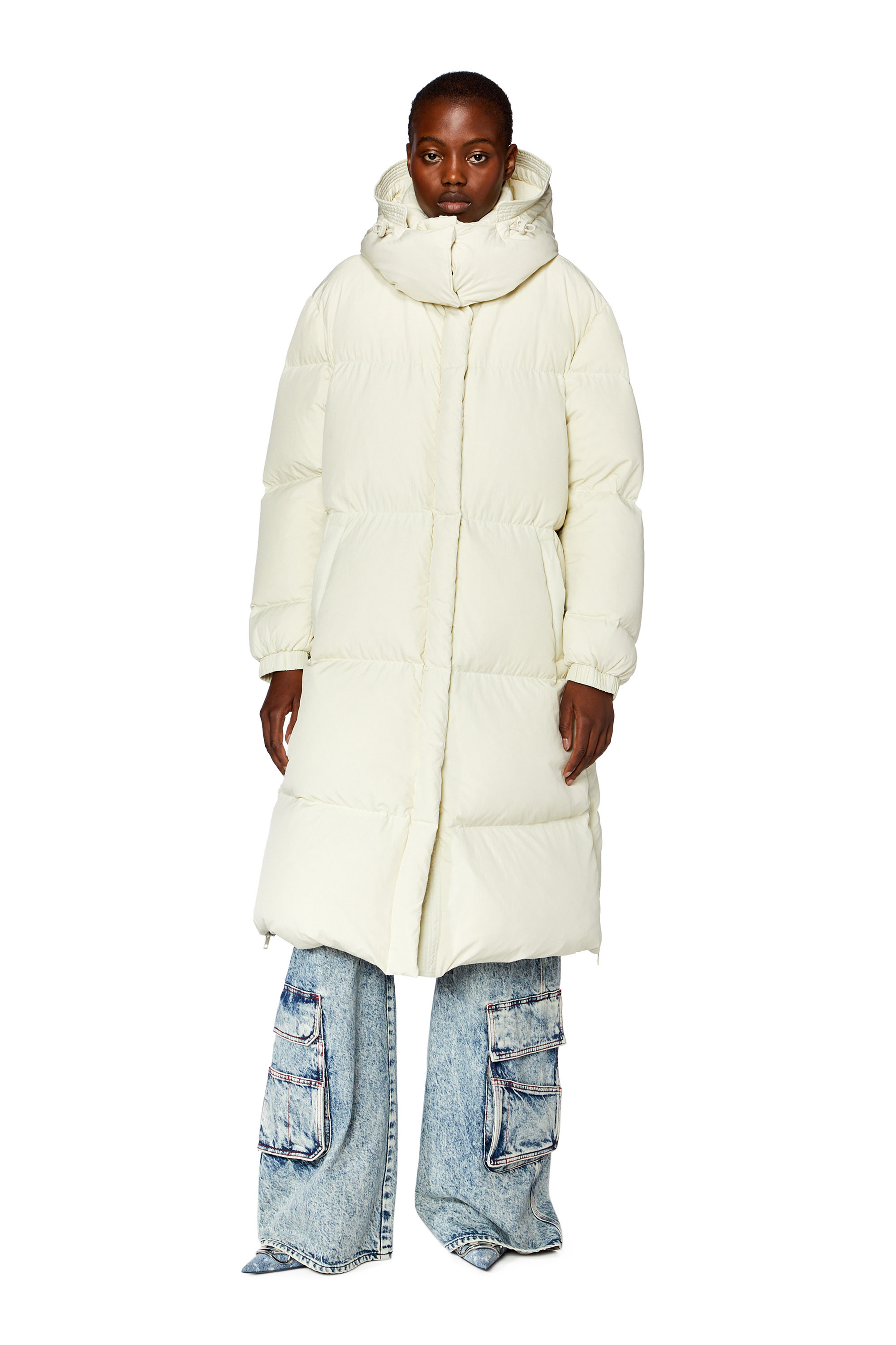 Diesel - W-PEYT, Woman's Down coat in recycled nylon taslan in White - 2