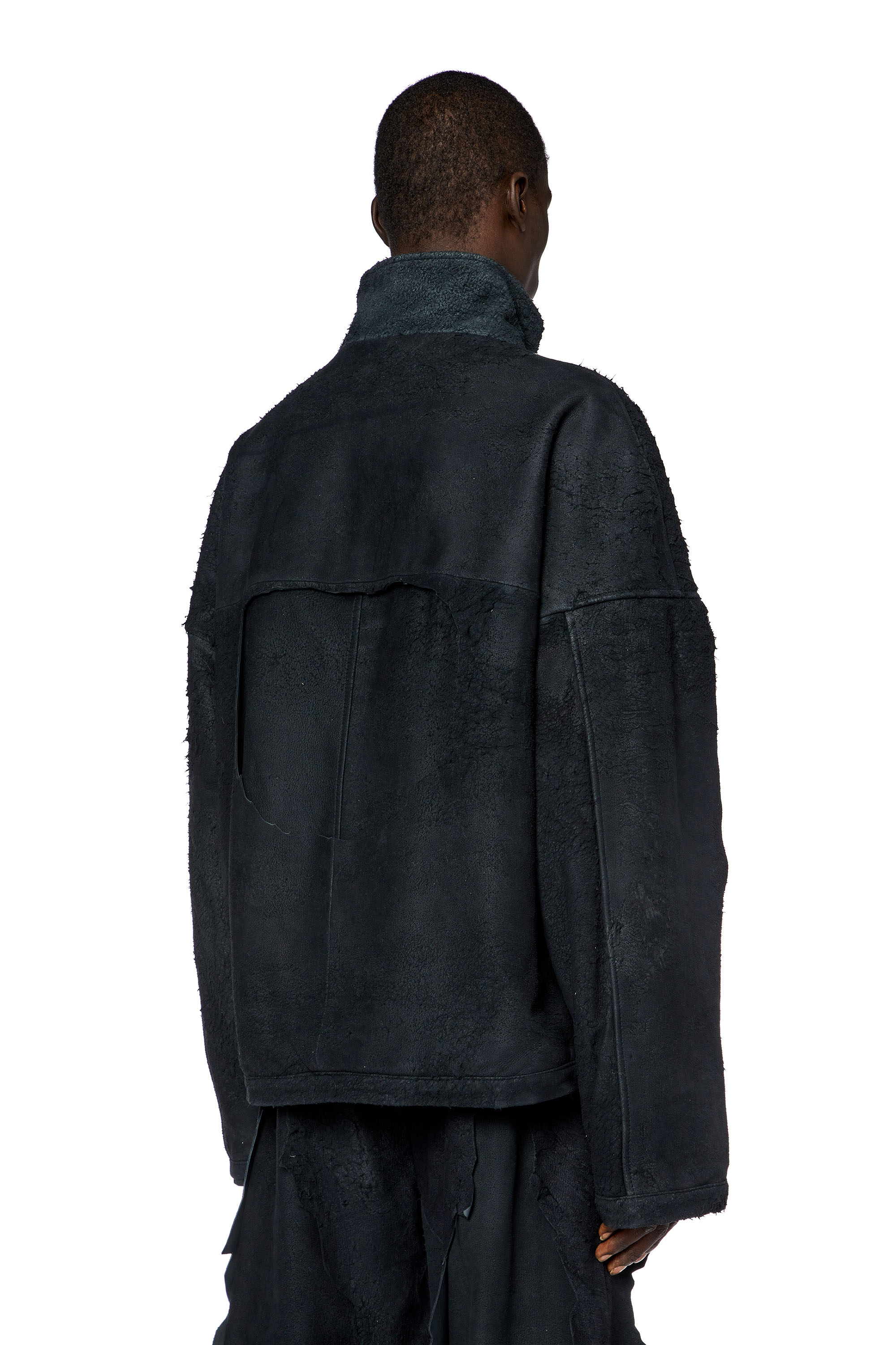 Diesel - L-HESSE, Man's Peel-off effect padded leather jacket in Black - 4