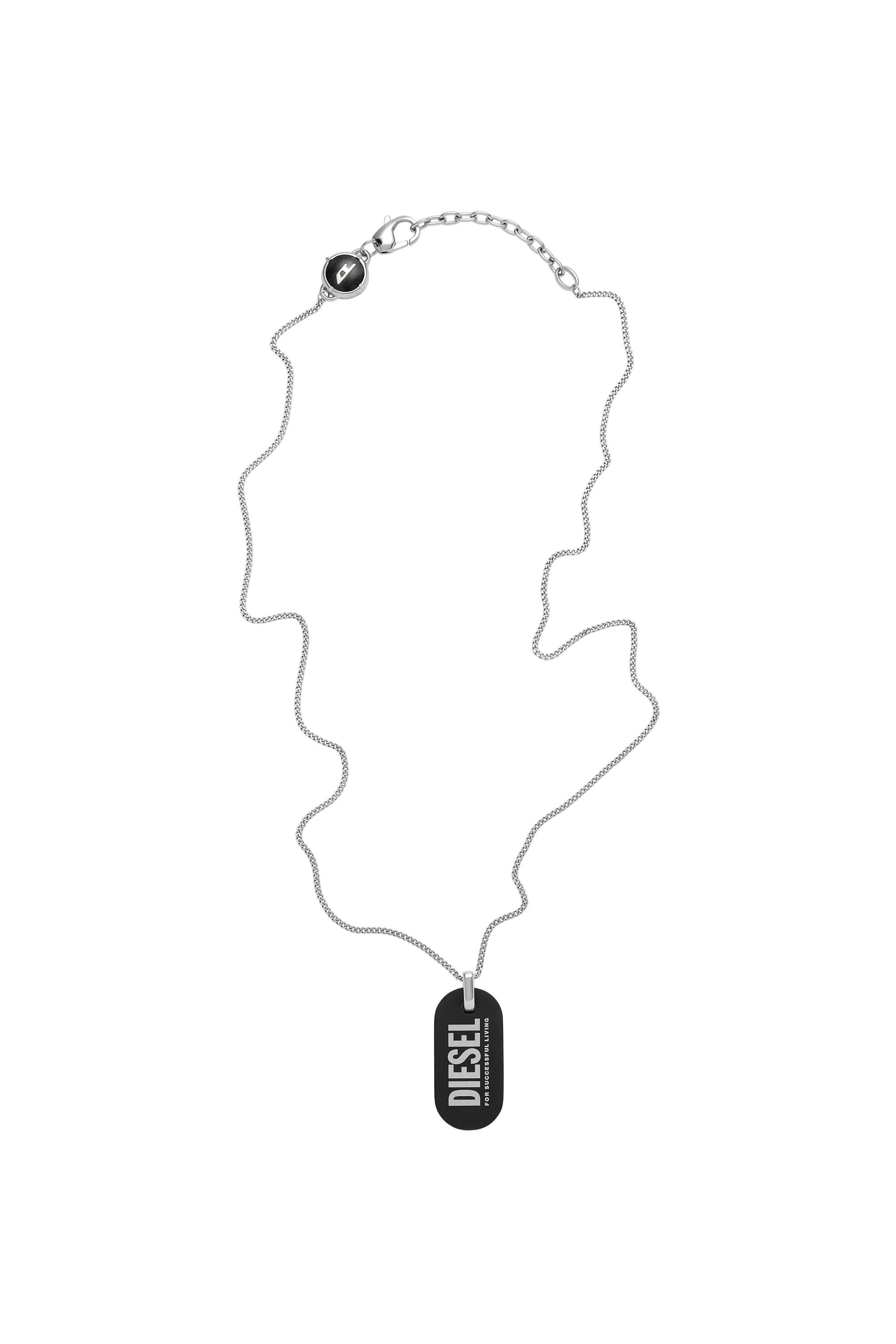 Diesel - DX1349, Man's Black stainless steel dog tag necklace in Black - 2