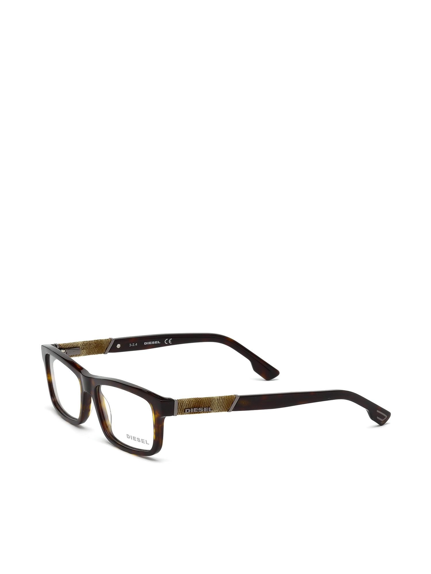 Diesel - DL5126, Unisex's Rectangular eyewear with leather insert in Brown - 3