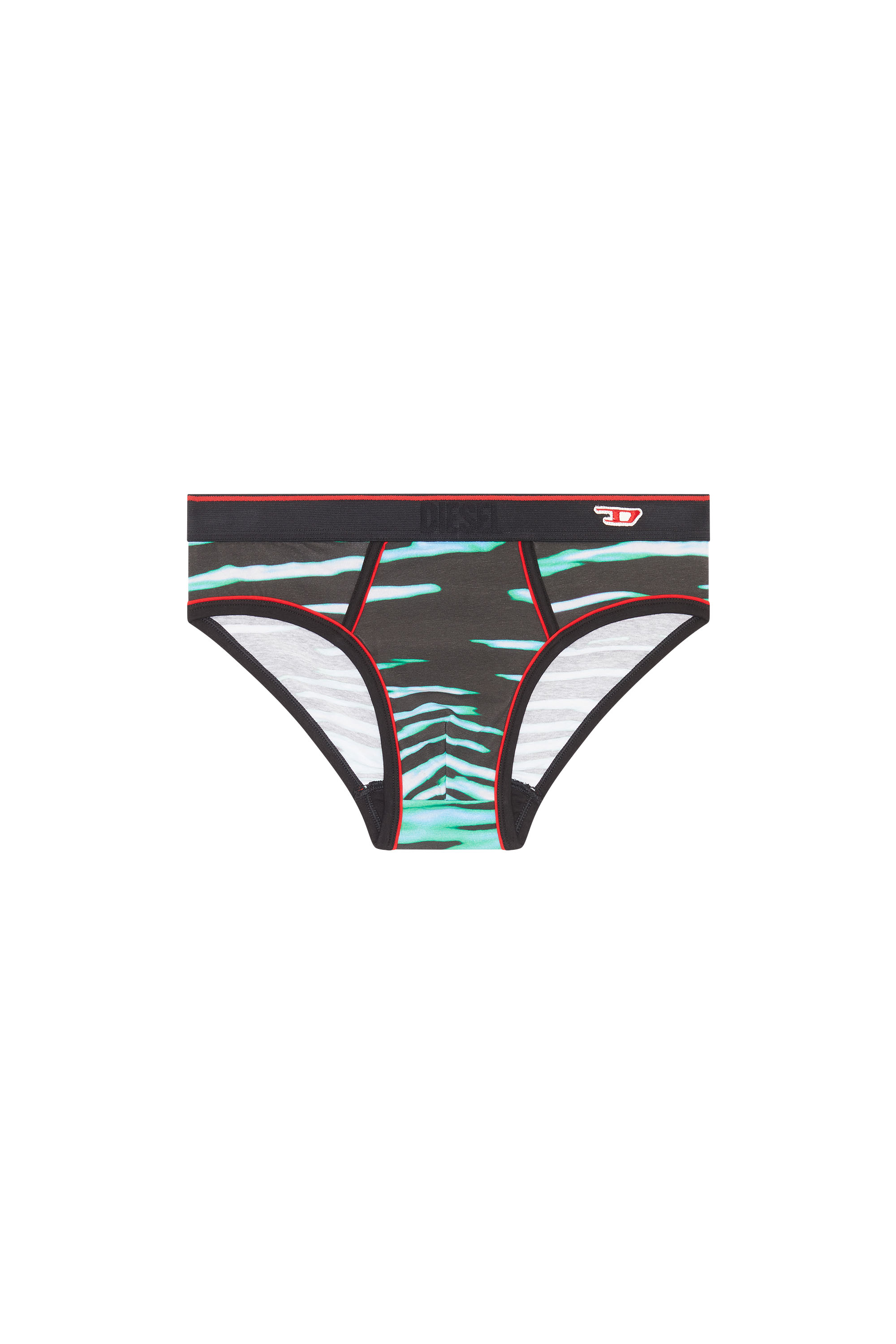 Diesel - UMBR-ANDRE, Man's Briefs with neon wavy water print in Black/Green - 1