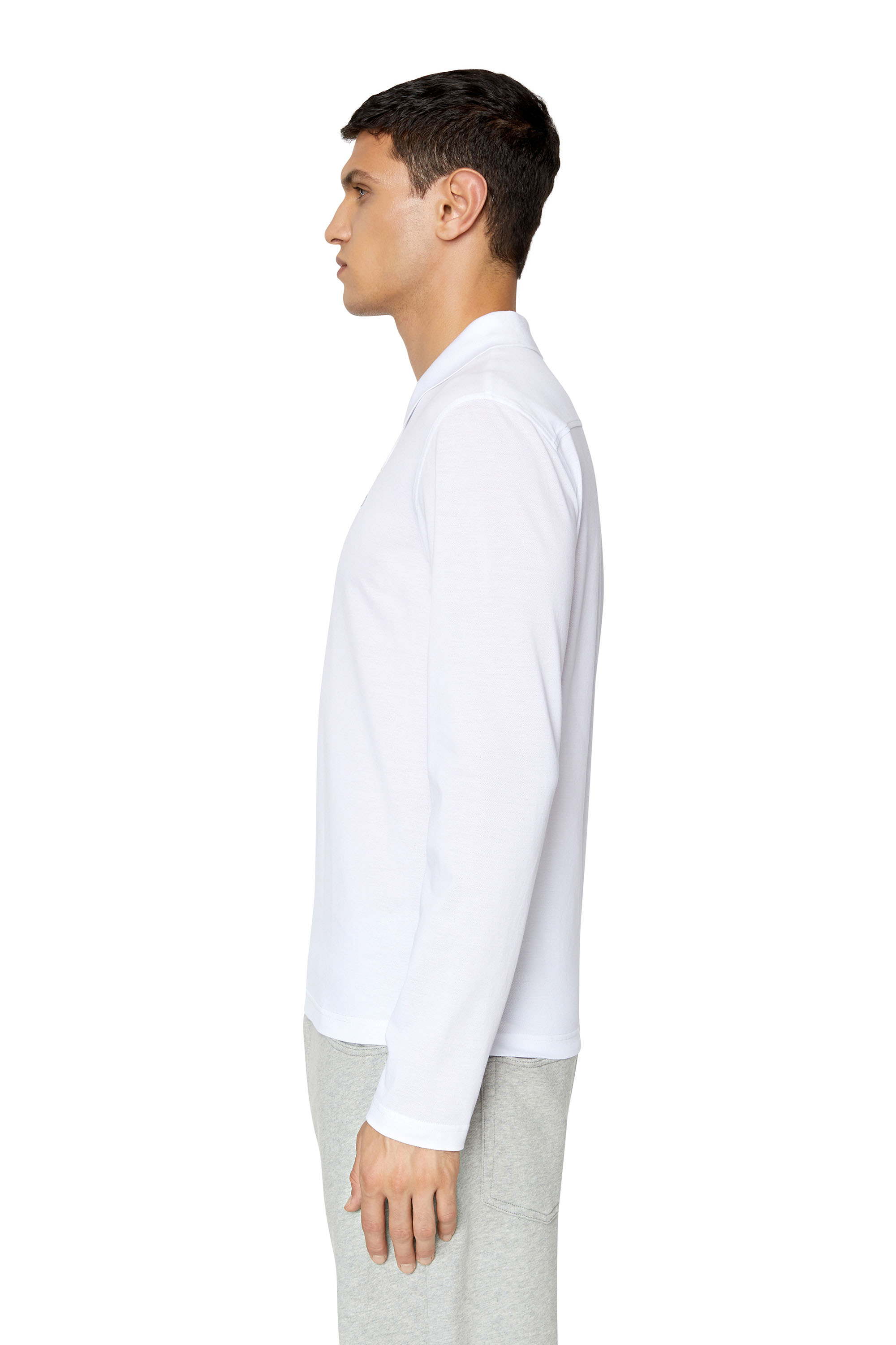Diesel - T-SMITH-LS-DOVAL-PJ, Man's Long-sleeve polo shirt with D patch in White - 4