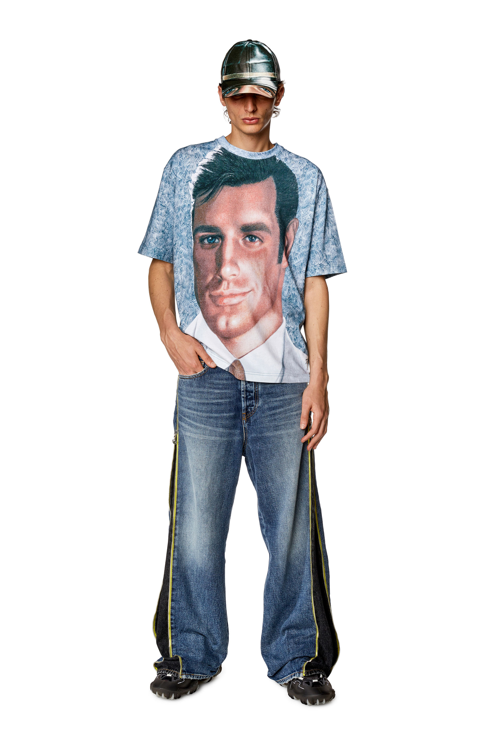 Diesel - PR-T-WASH-23, Unisex's Loose-fit T-shirt with all-over print in Blue - 2