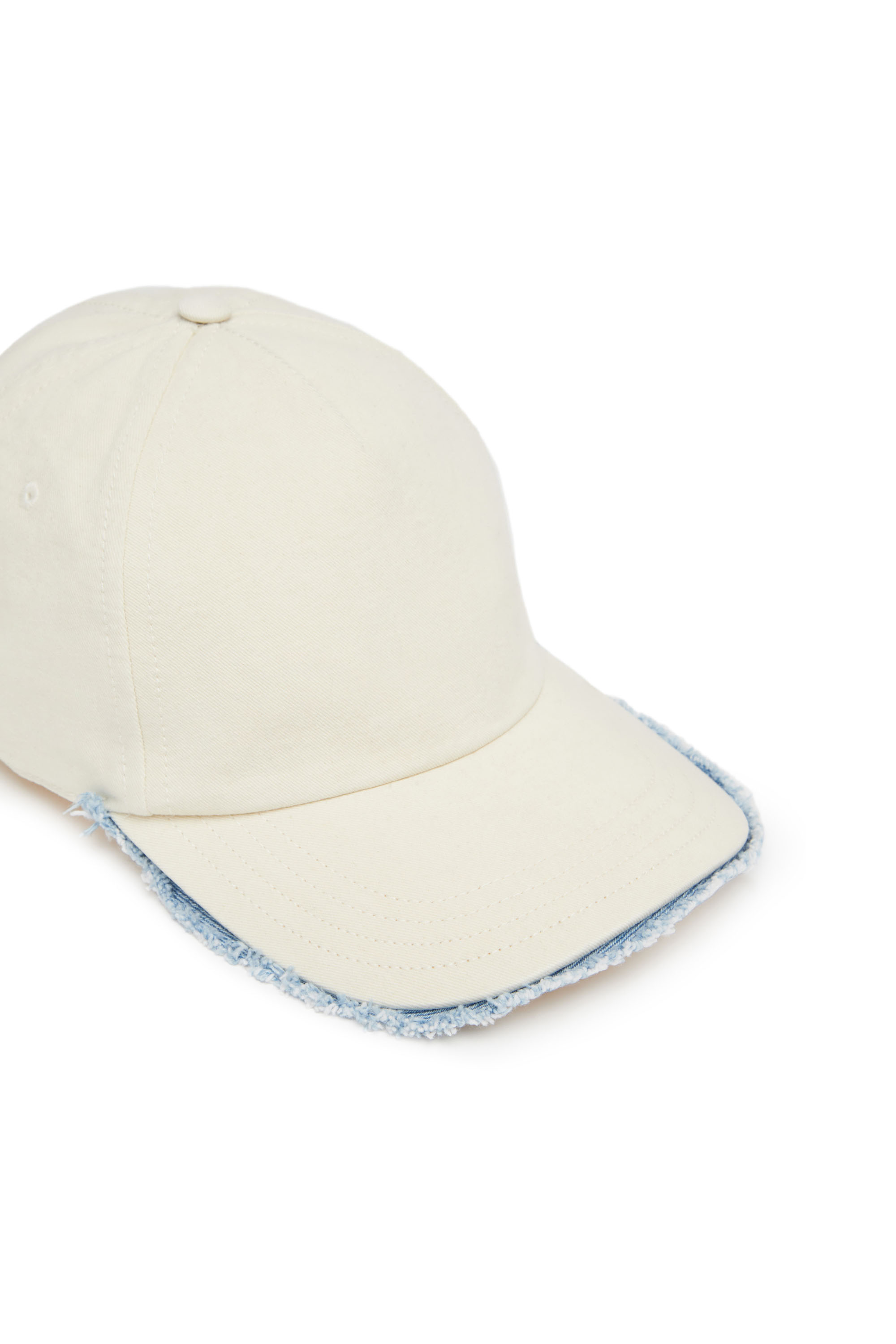 Diesel - C-OBIK, Man's Baseball cap with denim-trimmed peak in White - 3