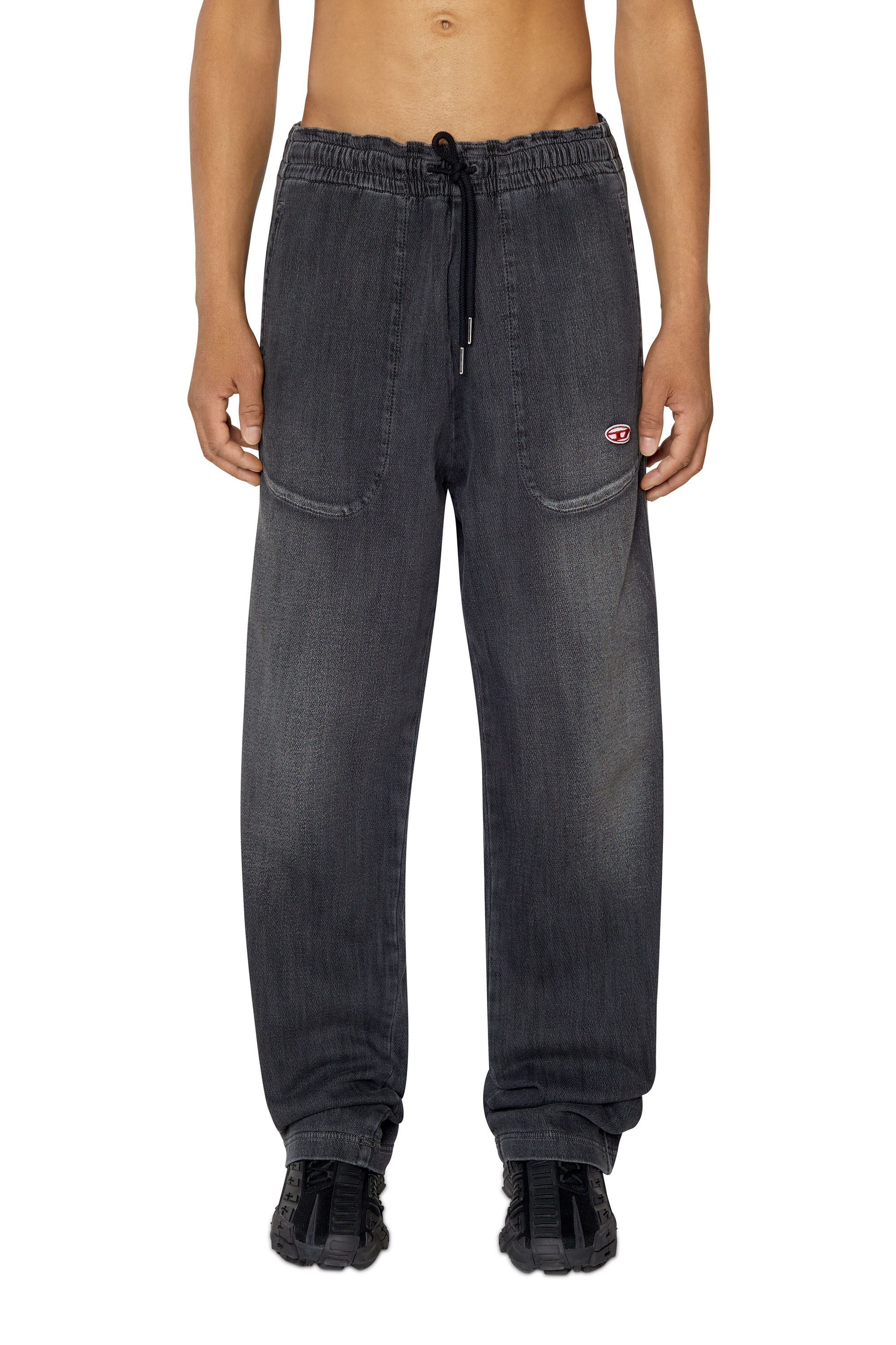 Diesel - Straight D-Martians Track Denim 09E30, Man's Straight D-Martians Track Denim in Black/Dark grey - 1