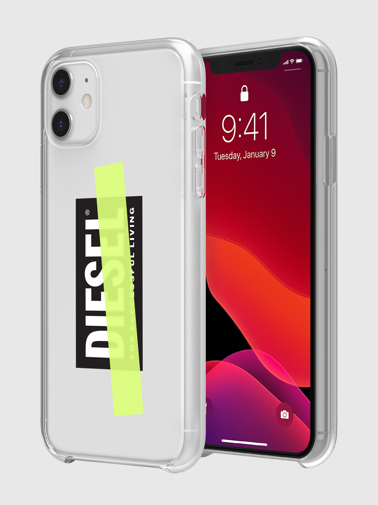 Diesel - DIPH-032-CLYET, Unisex's Printed co-mold case for iPhone 11 in White/Yellow - 1
