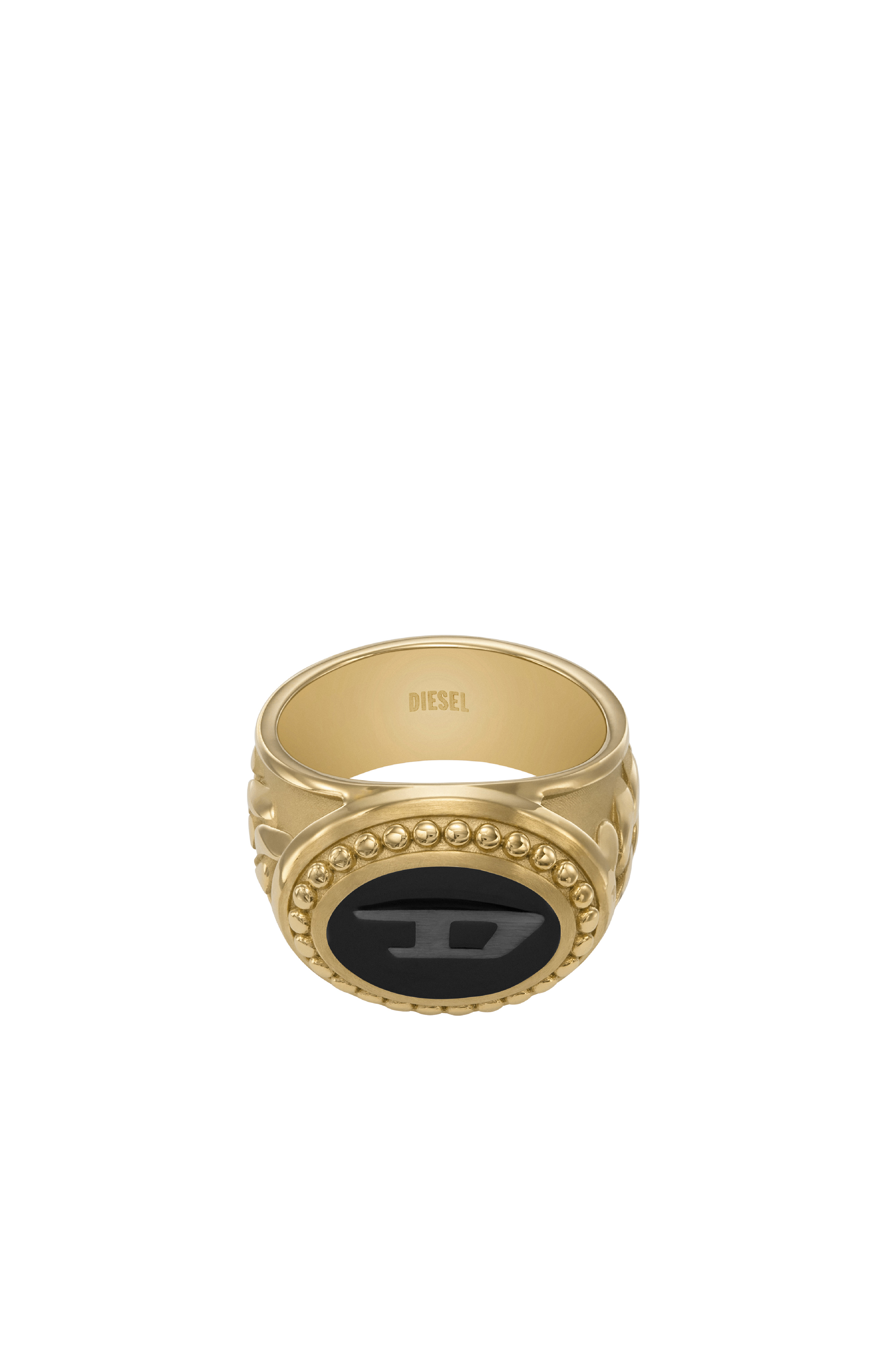 Diesel - DX1384, Man's Gold stainless steel signet ring in Gold - 2