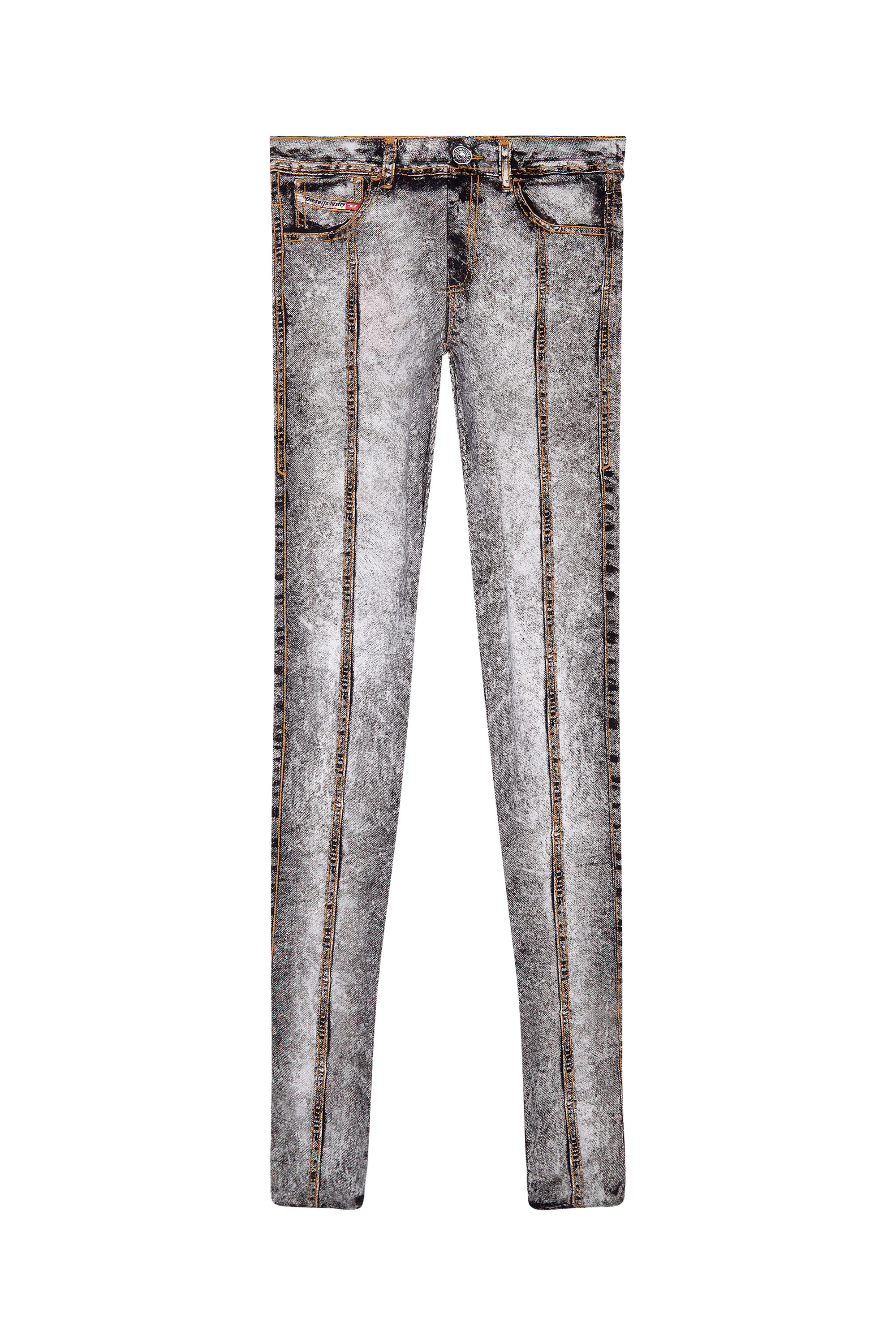 Diesel - P-KOLL-N1, Woman's Stretch nylon tights with denim print in Violet/Blue - 3