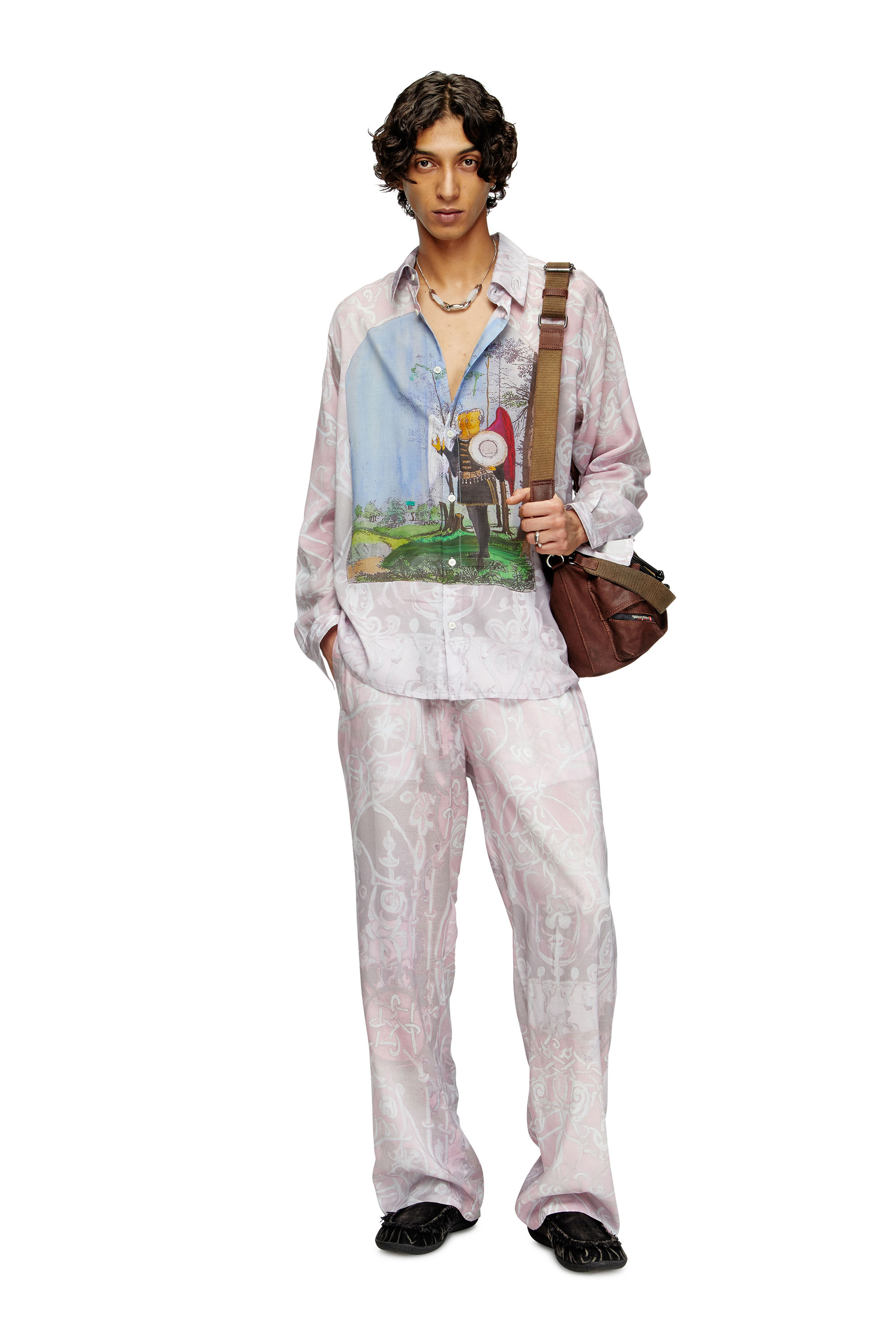 Diesel - P-THECK-A-AJFW, Unisex's Track pants with medieval print in Pink - 2