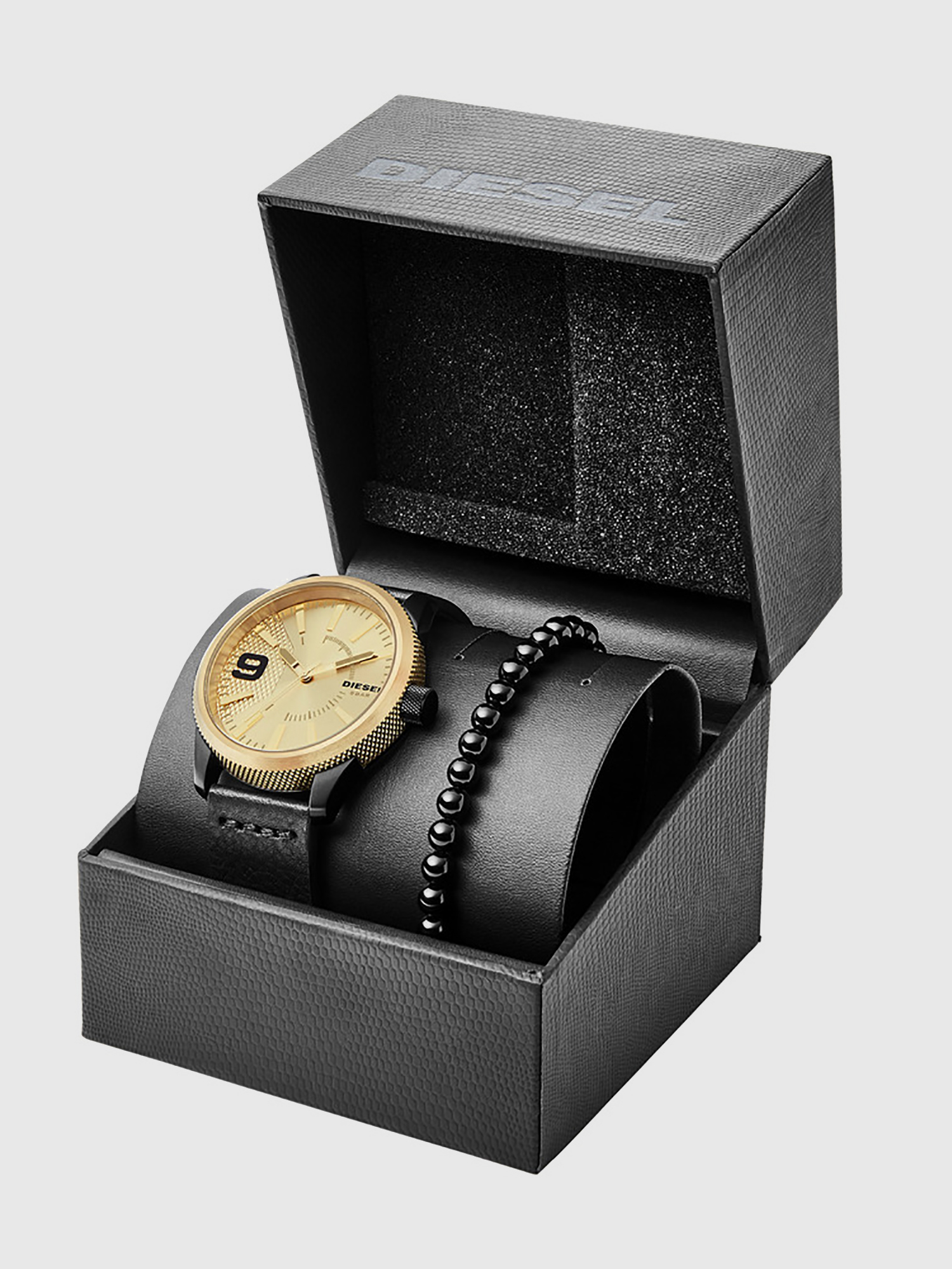 Diesel - DZ1840, Man's Gold-tone leather watch, 46 mm in Gold - 2