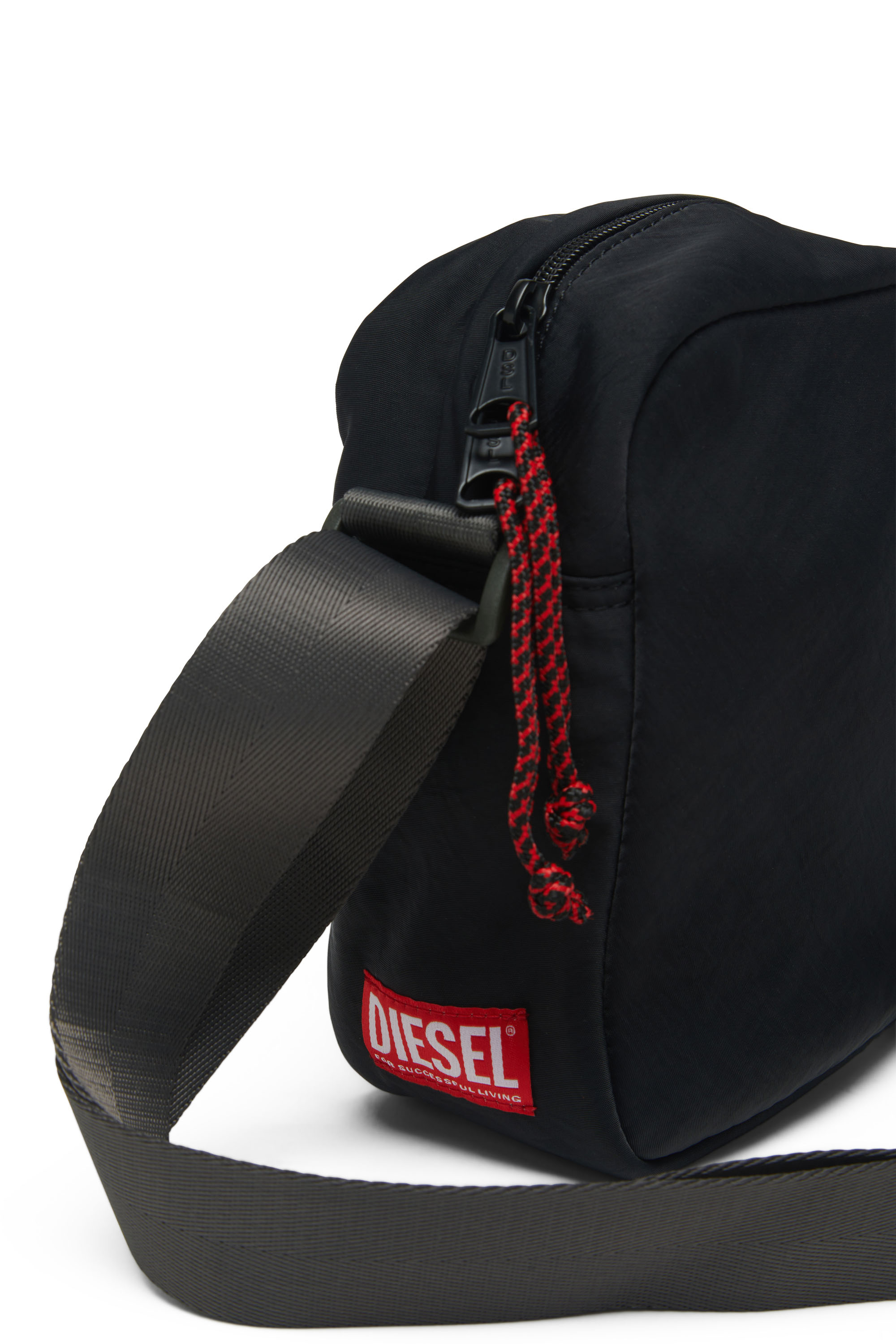 Diesel - RAVE CROSSBODY X, Man's Rave Crossbody X - Crossbody bag in washed recycled fabric in Black - 4