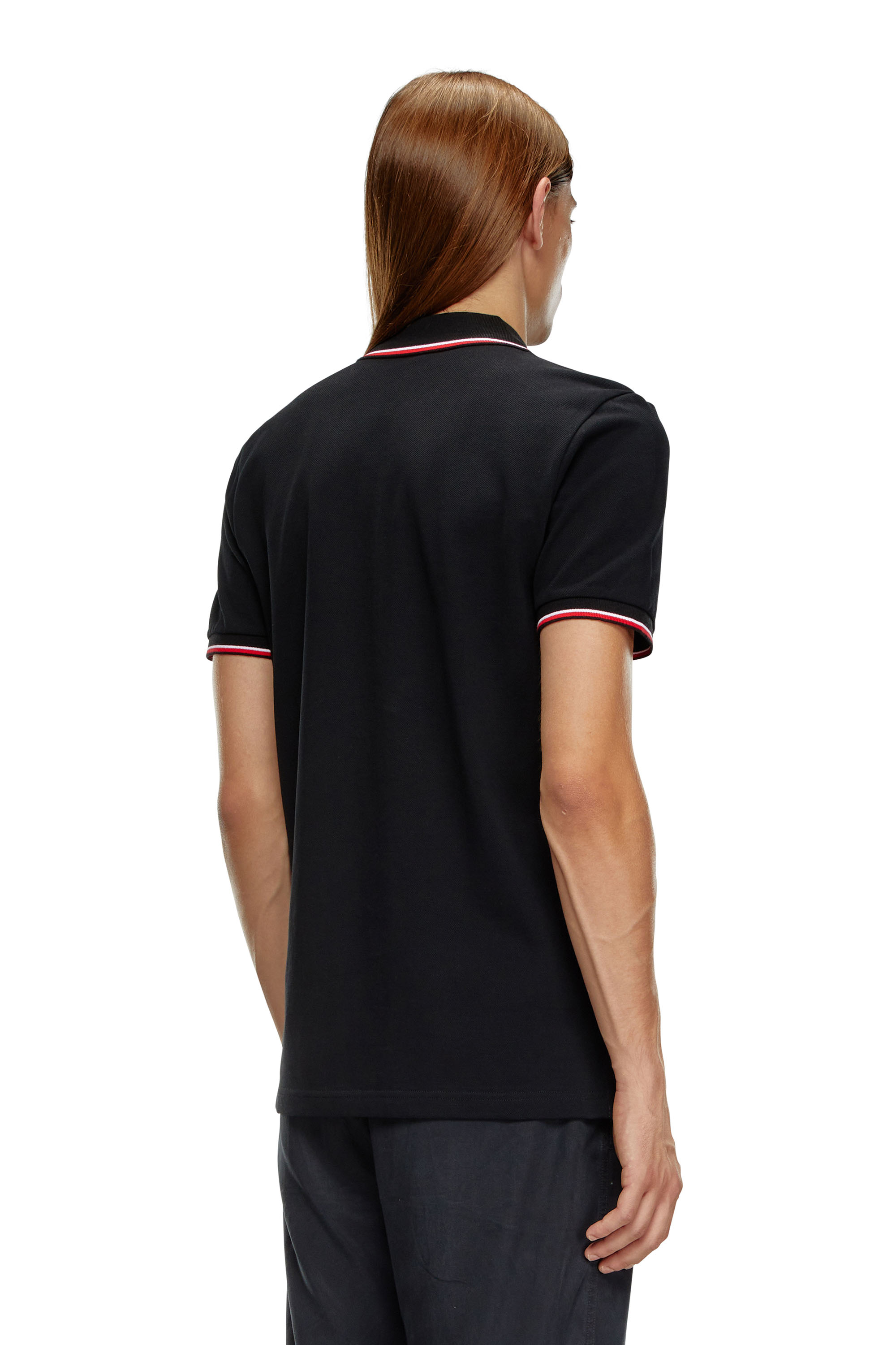 Diesel - T-SMITH-D, Man's Polo shirt with striped trims in Black - 2