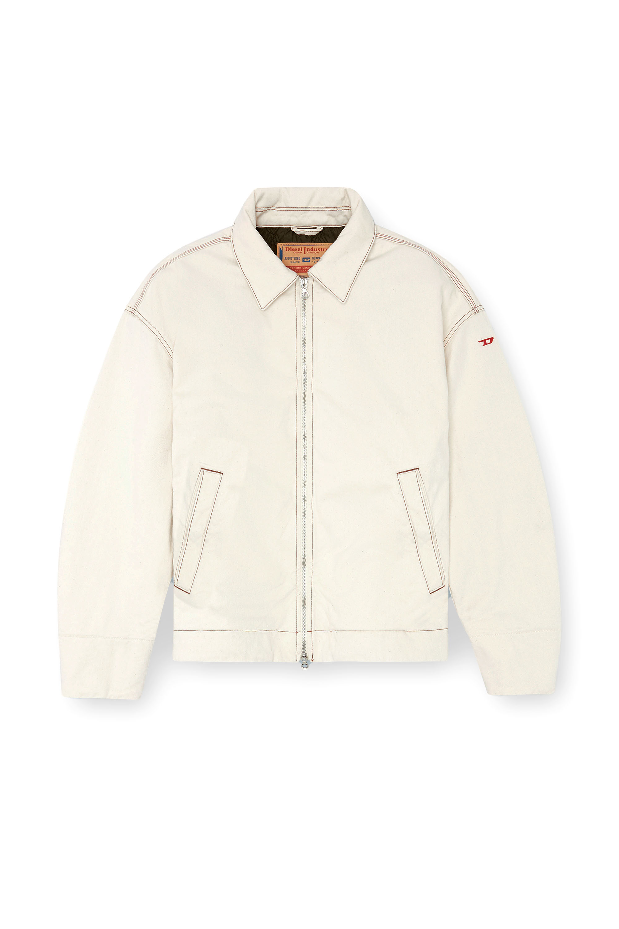 Diesel - D-STACK, Man's Padded jacket in clean-wash denim in White - 3