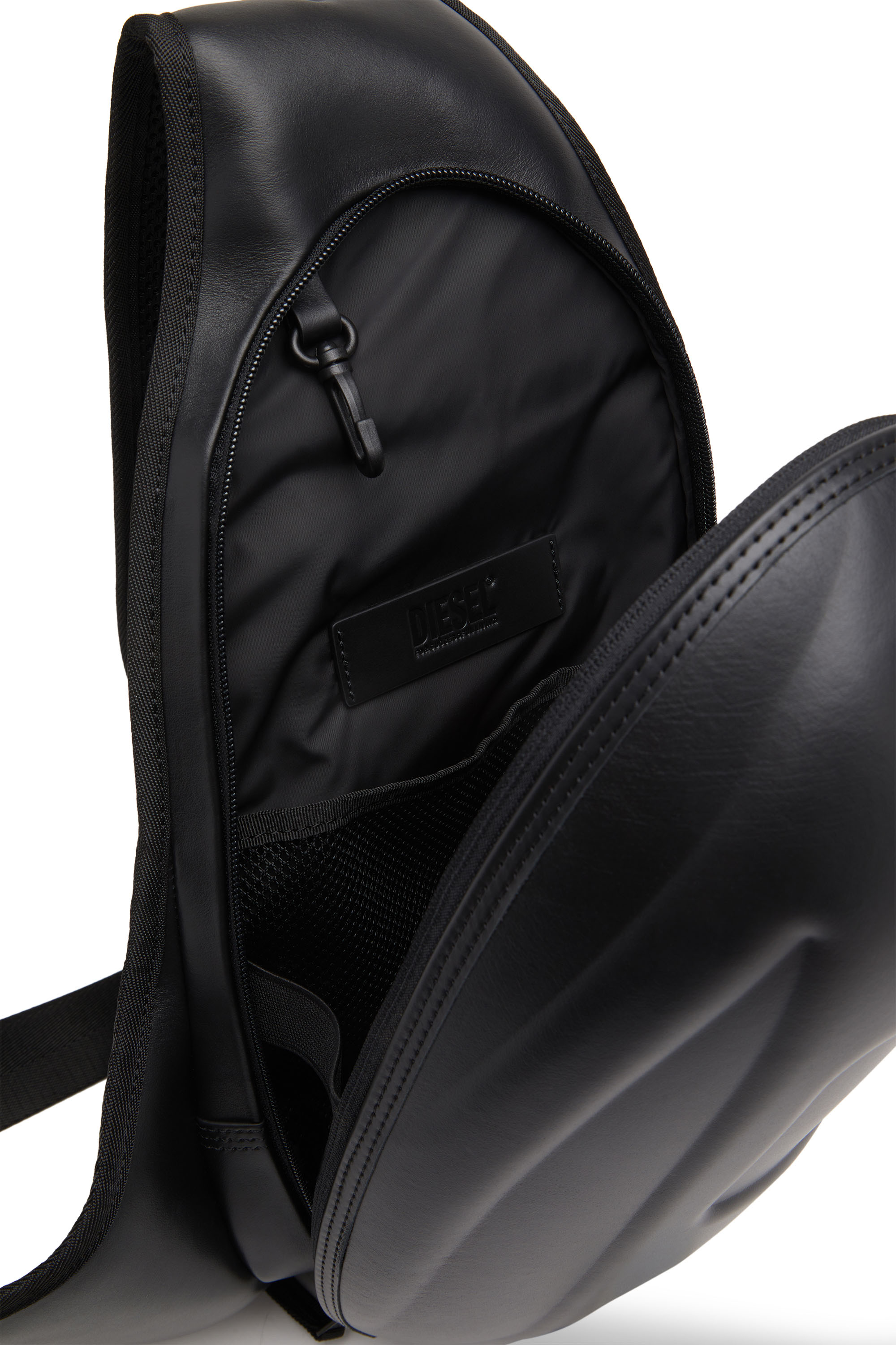 Diesel - 1DR-POD SLING BAG, Man's 1DR-Pod Sling Bag - One-shoulder backpack in leather in Black - 4