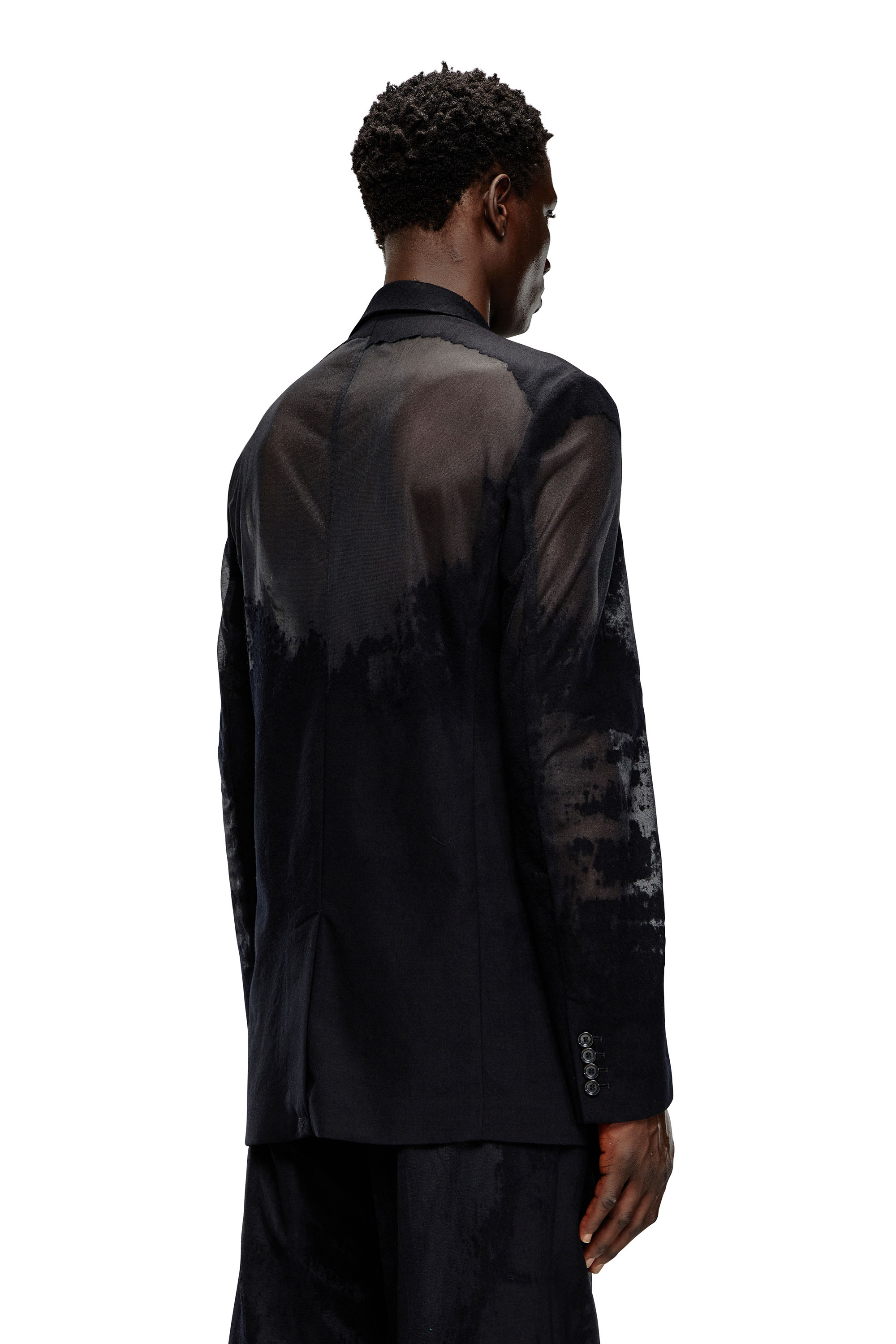 Diesel - J-REG, Man's Tailored jacket in devoré cool wool in Black - 4