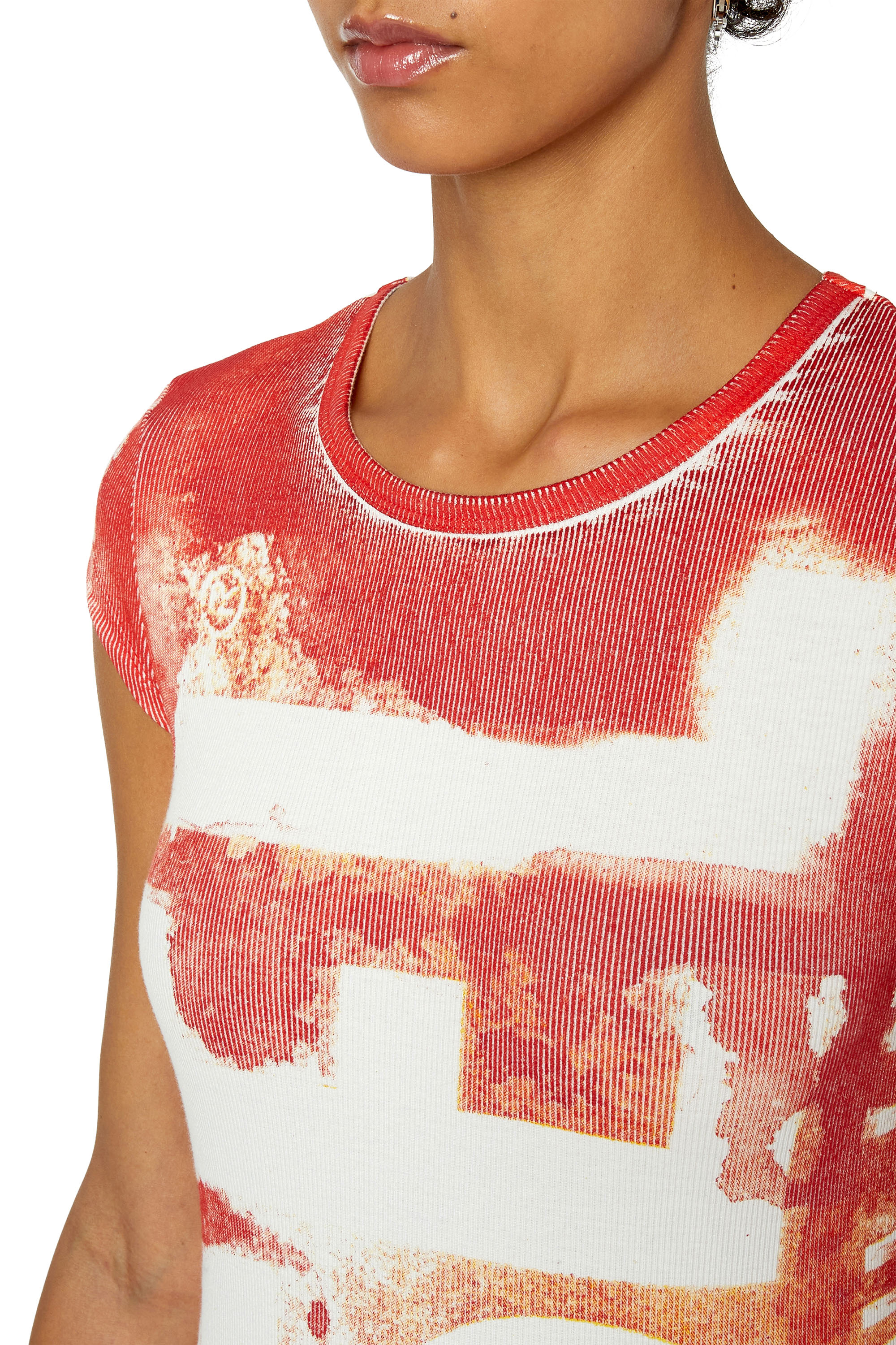 Diesel - D-ANGIEL-RIB, Woman's Short dress with colour-bleed effect in Red - 4