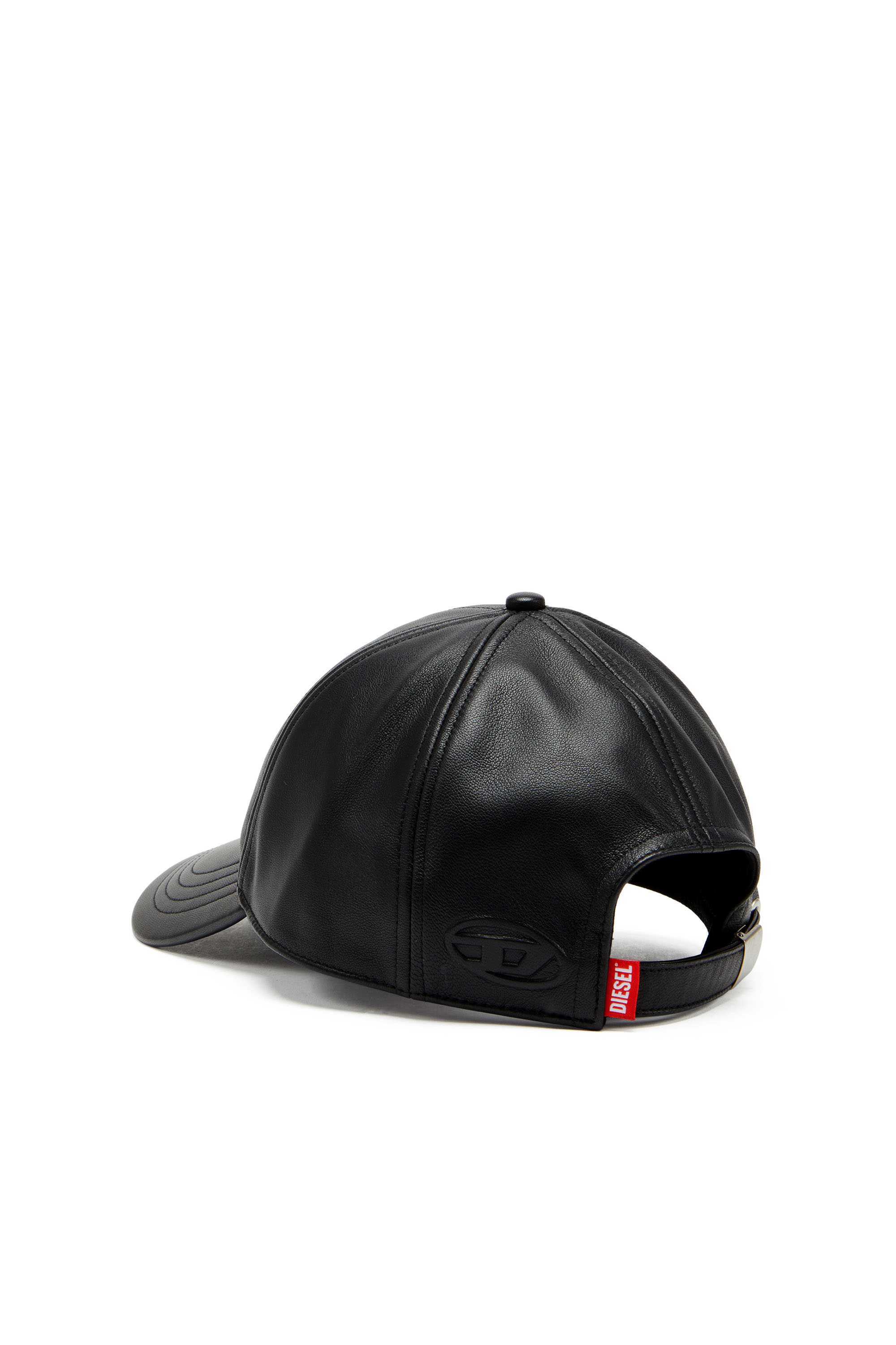Diesel - C-BILL, Man's Leather baseball cap with embossed logo in Black - 2