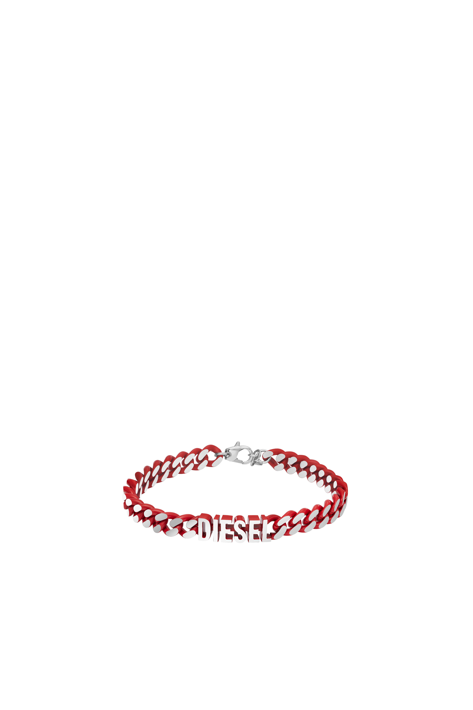 Diesel - DX1415, Unisex's Red Stainless Steel Chain Bracelet in Red/Grey - 1