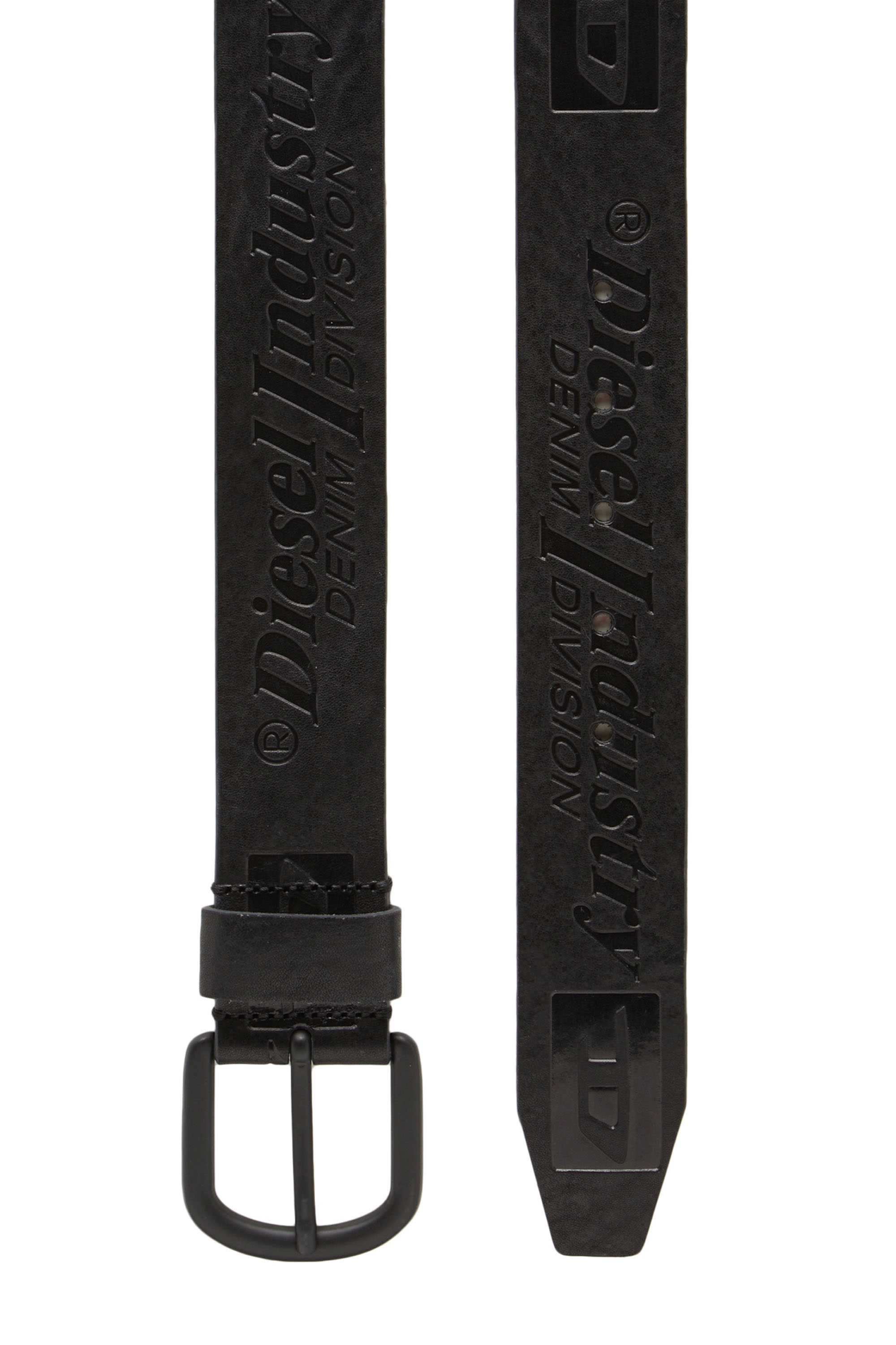 Diesel - B-ARCHIVE, Man's Leather belt with debossed logos in Black - 2