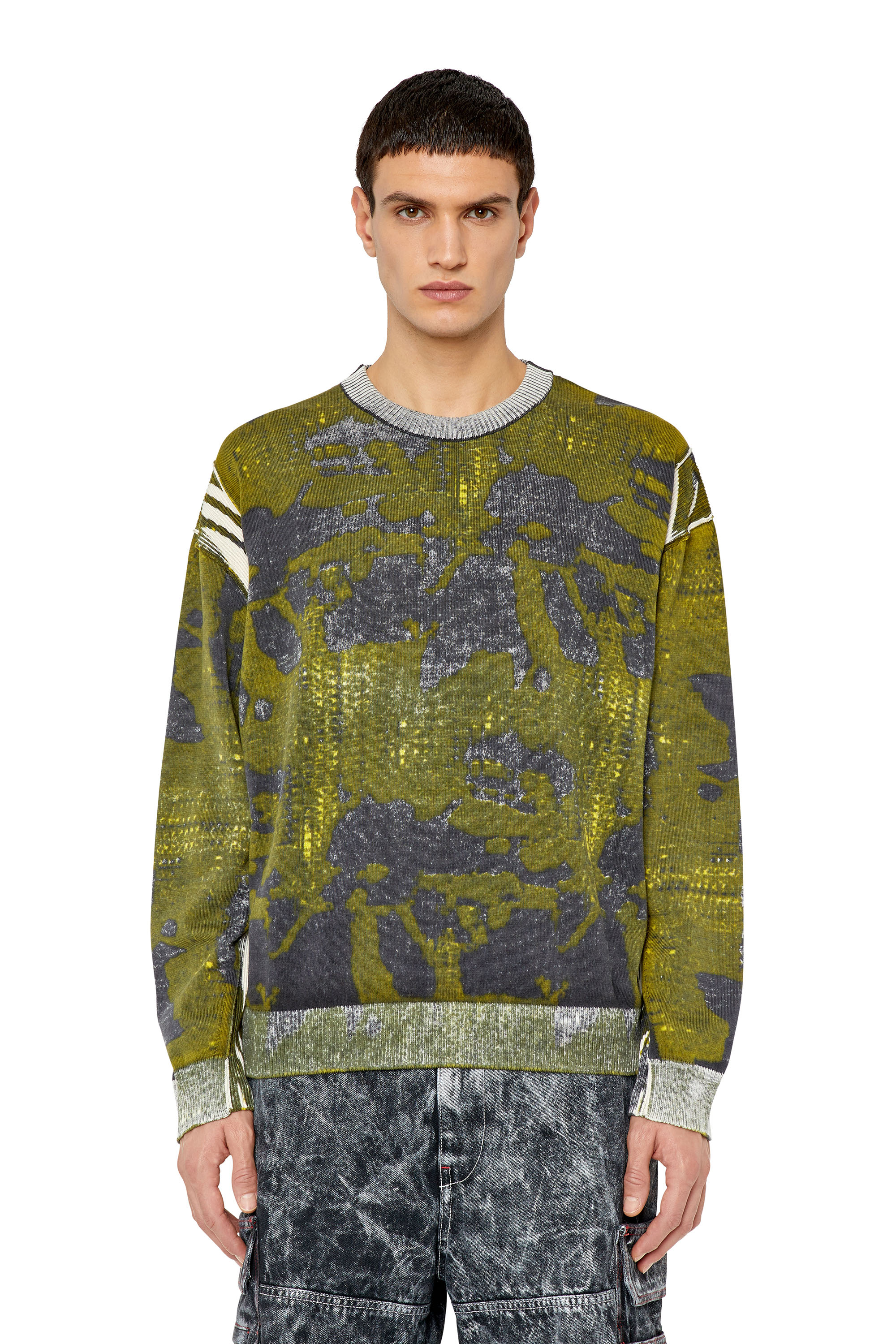 Diesel - K-LARAN, Man's Camo-print jumper in Black/Green - 1