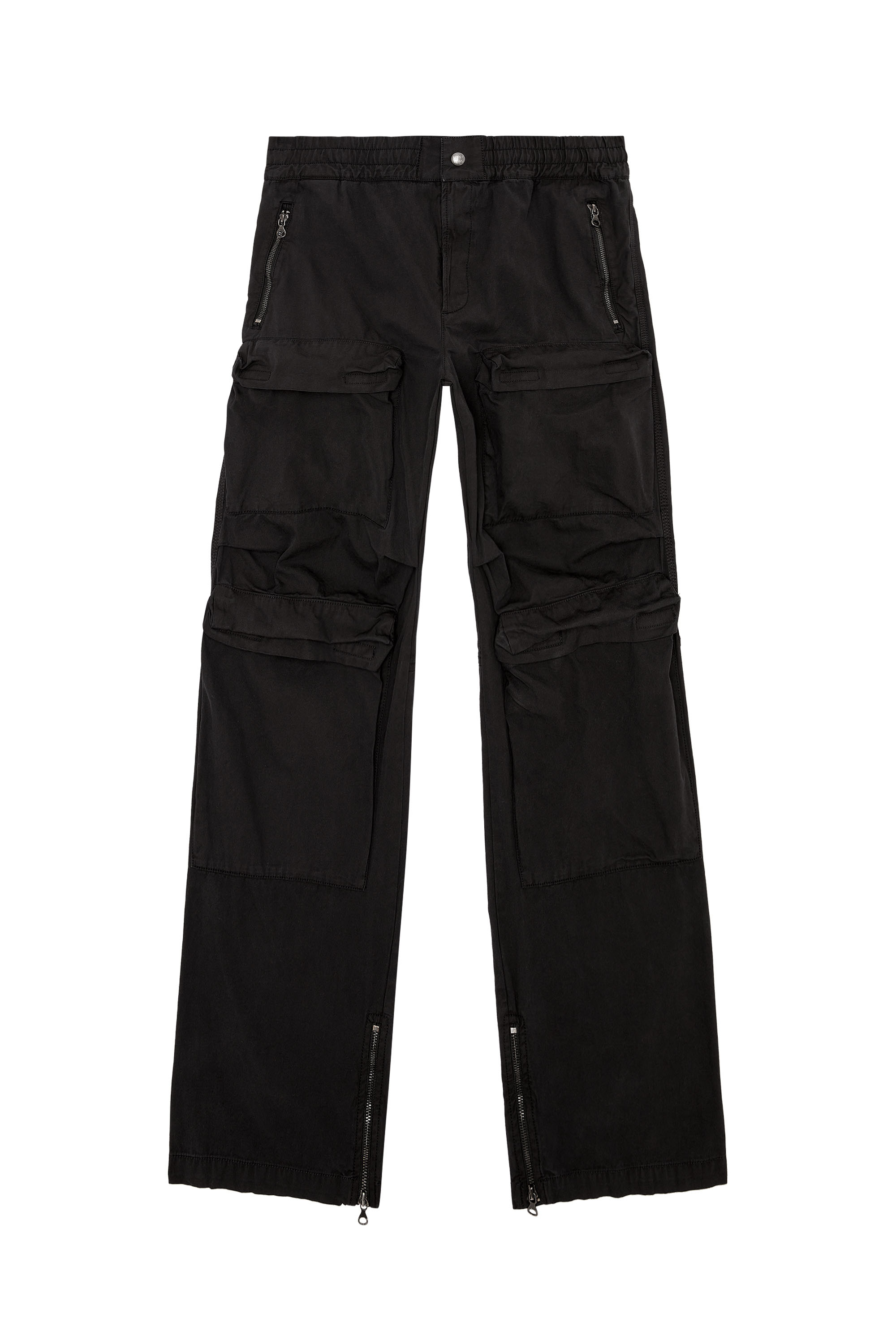 Diesel - P-DANZEL, Man's Cargo pants in garment-dyed twill in Black - 3