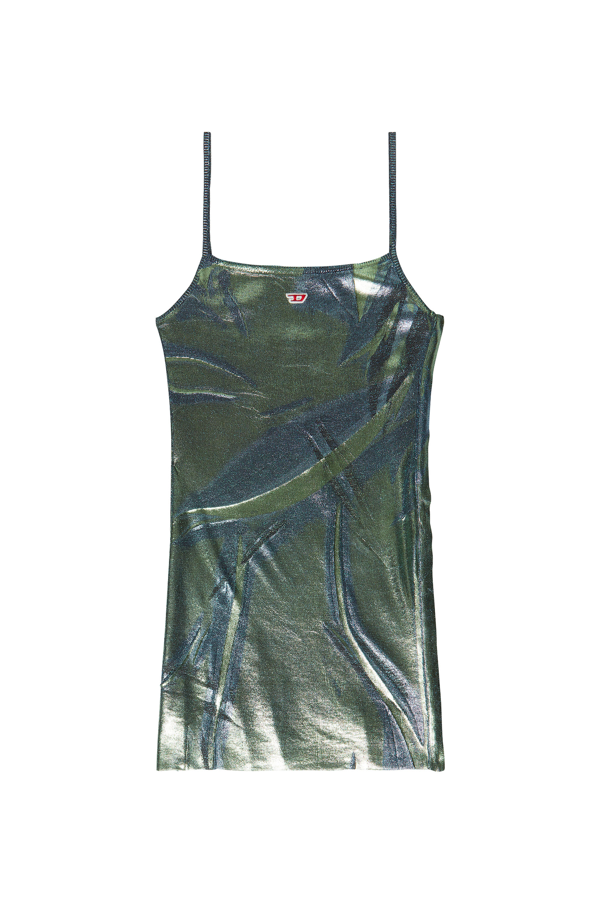 Diesel - M-AREAH, Woman's Mini dress in ribbed lurex in Blue/Green - 2