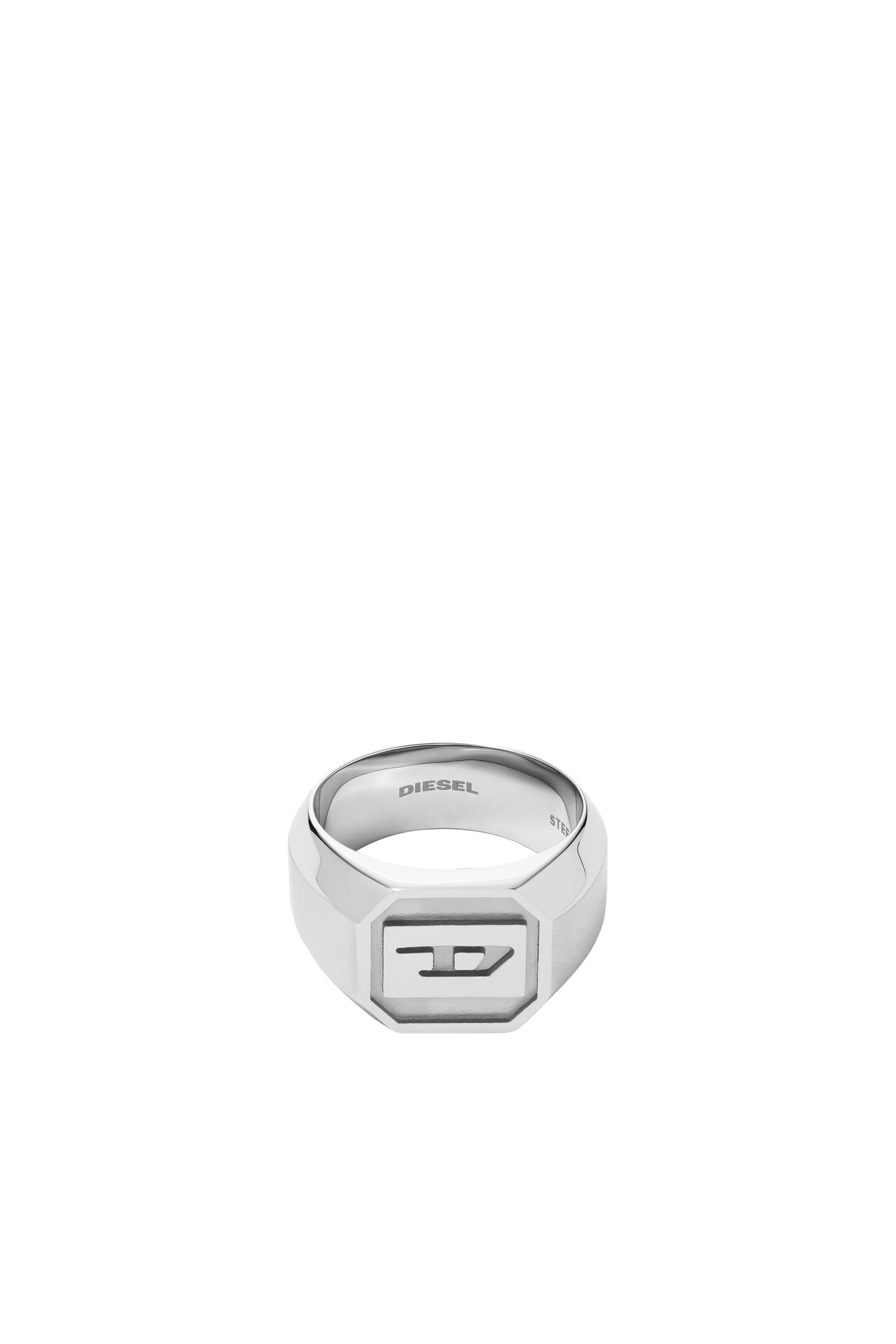 Diesel - DX1261, Man's Diesel Stainless Steel Logo Signet Ring in Silver - 1