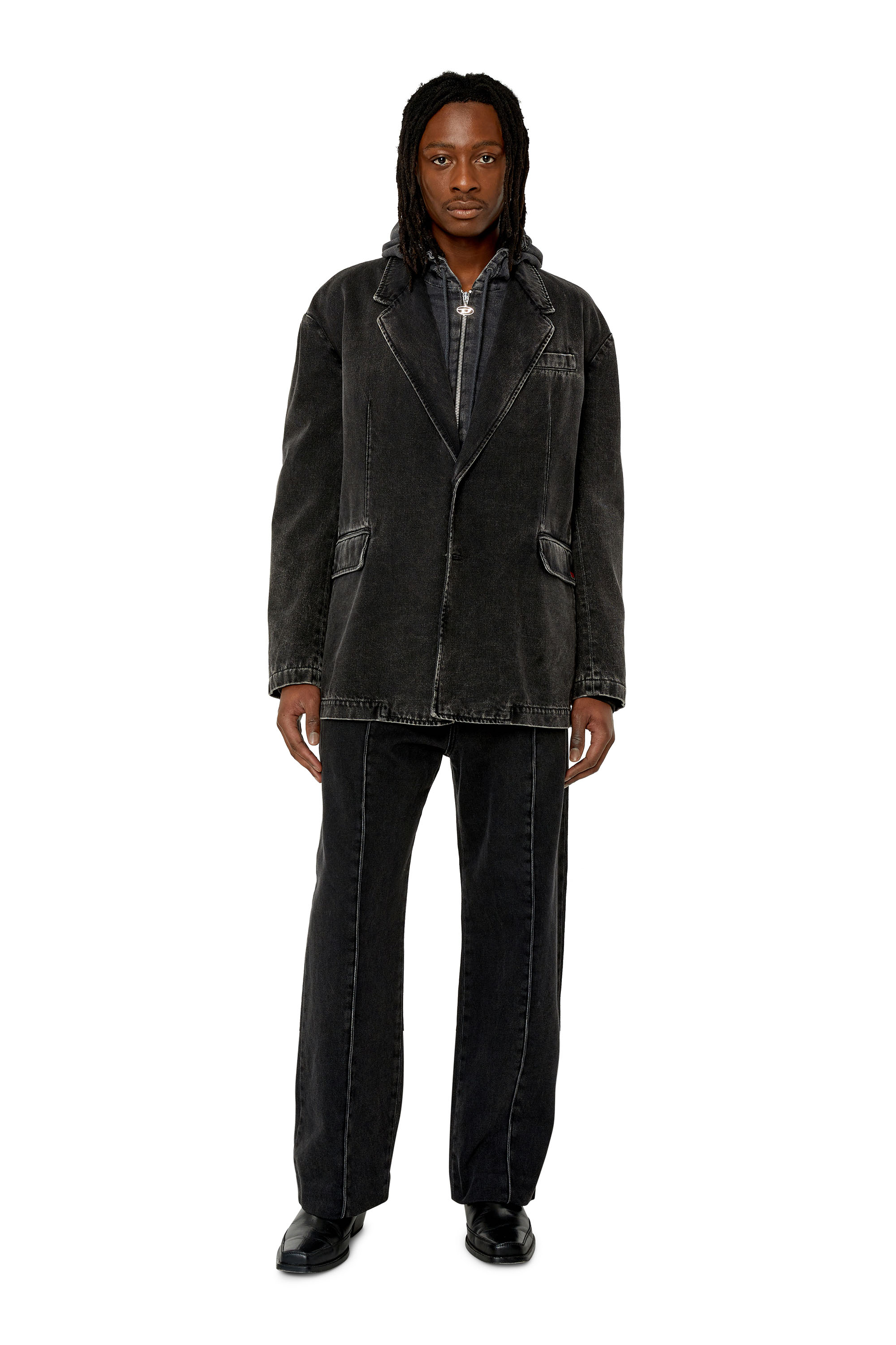 Diesel - Straight Jeans D-Chino-Work 09B88, Man's Straight Jeans - D-Chino-Work in Black/Dark grey - 2